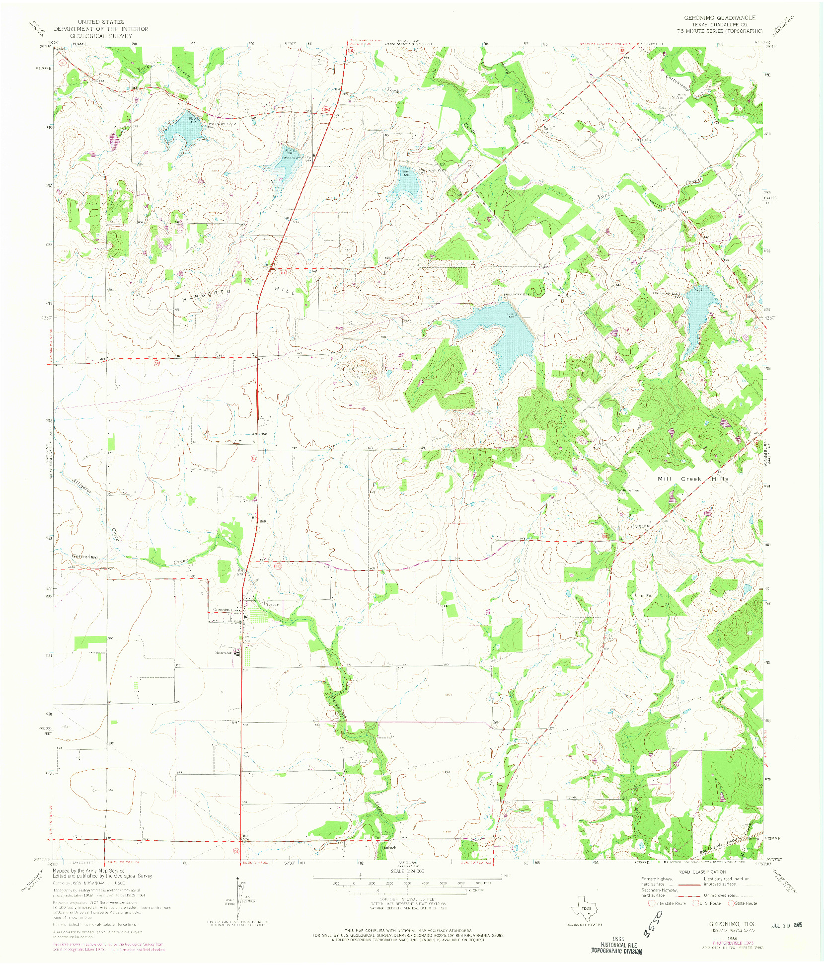 USGS 1:24000-SCALE QUADRANGLE FOR GERONIMO, TX 1964