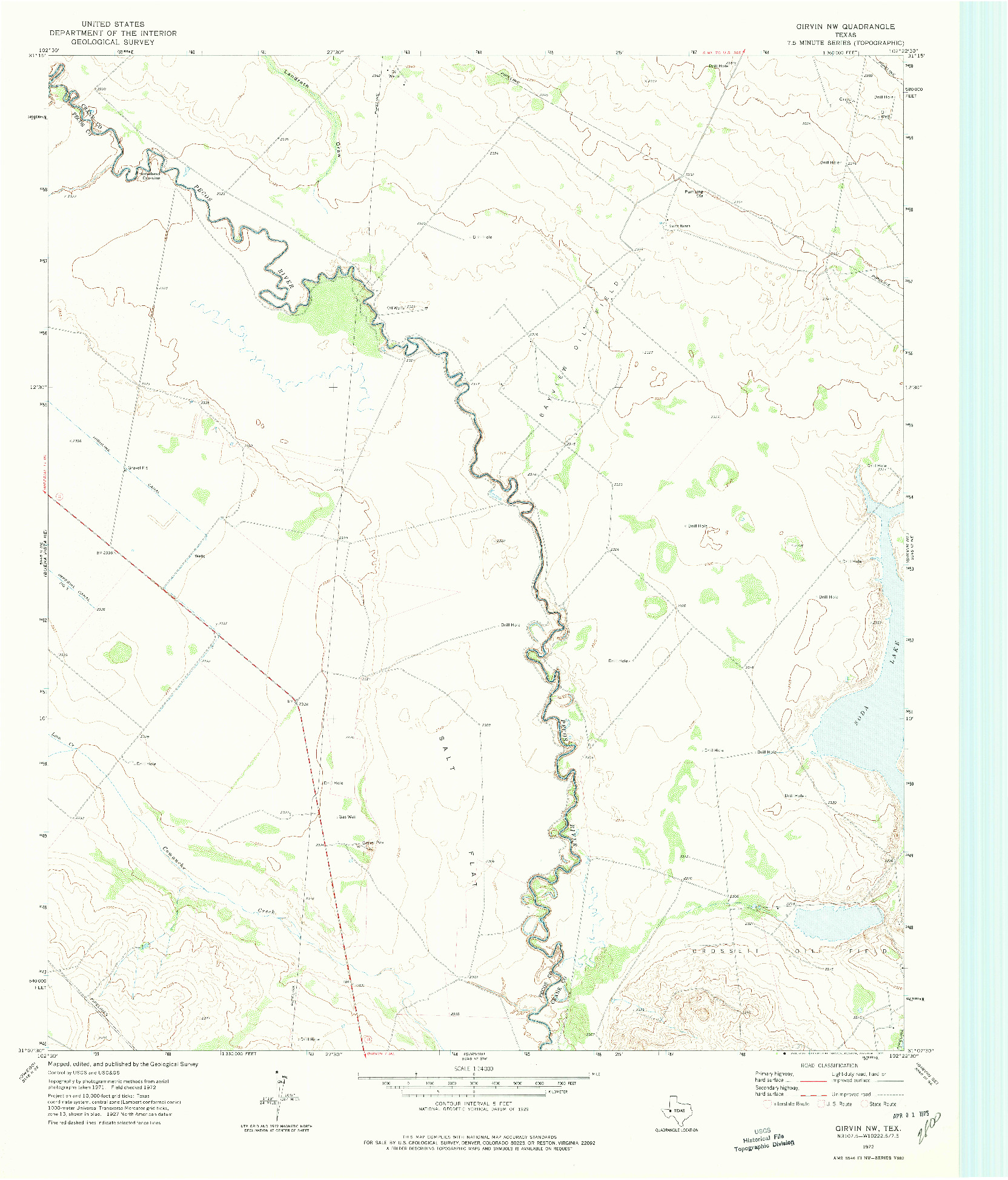 USGS 1:24000-SCALE QUADRANGLE FOR GIRVIN NW, TX 1972