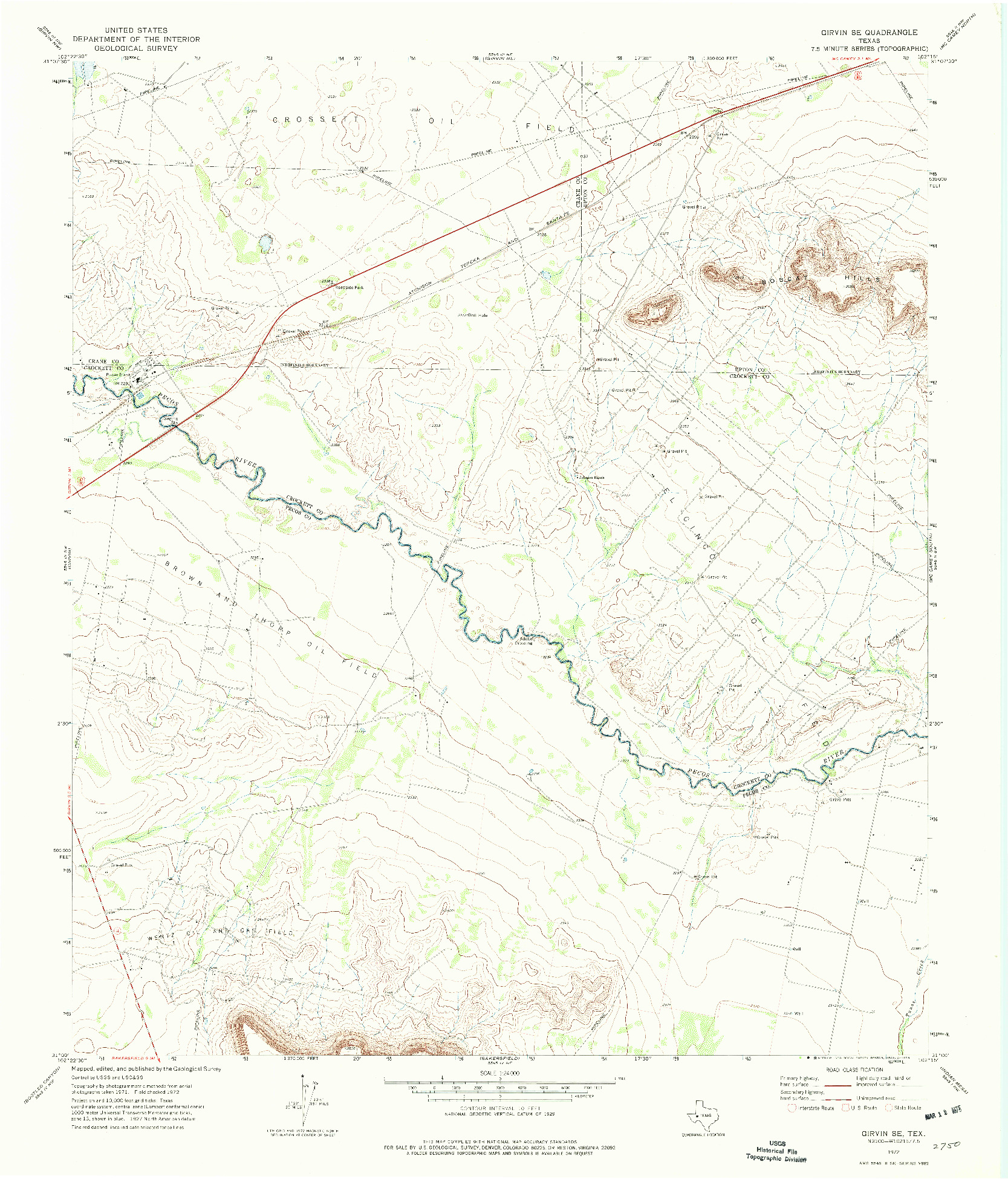 USGS 1:24000-SCALE QUADRANGLE FOR GIRVIN SE, TX 1972