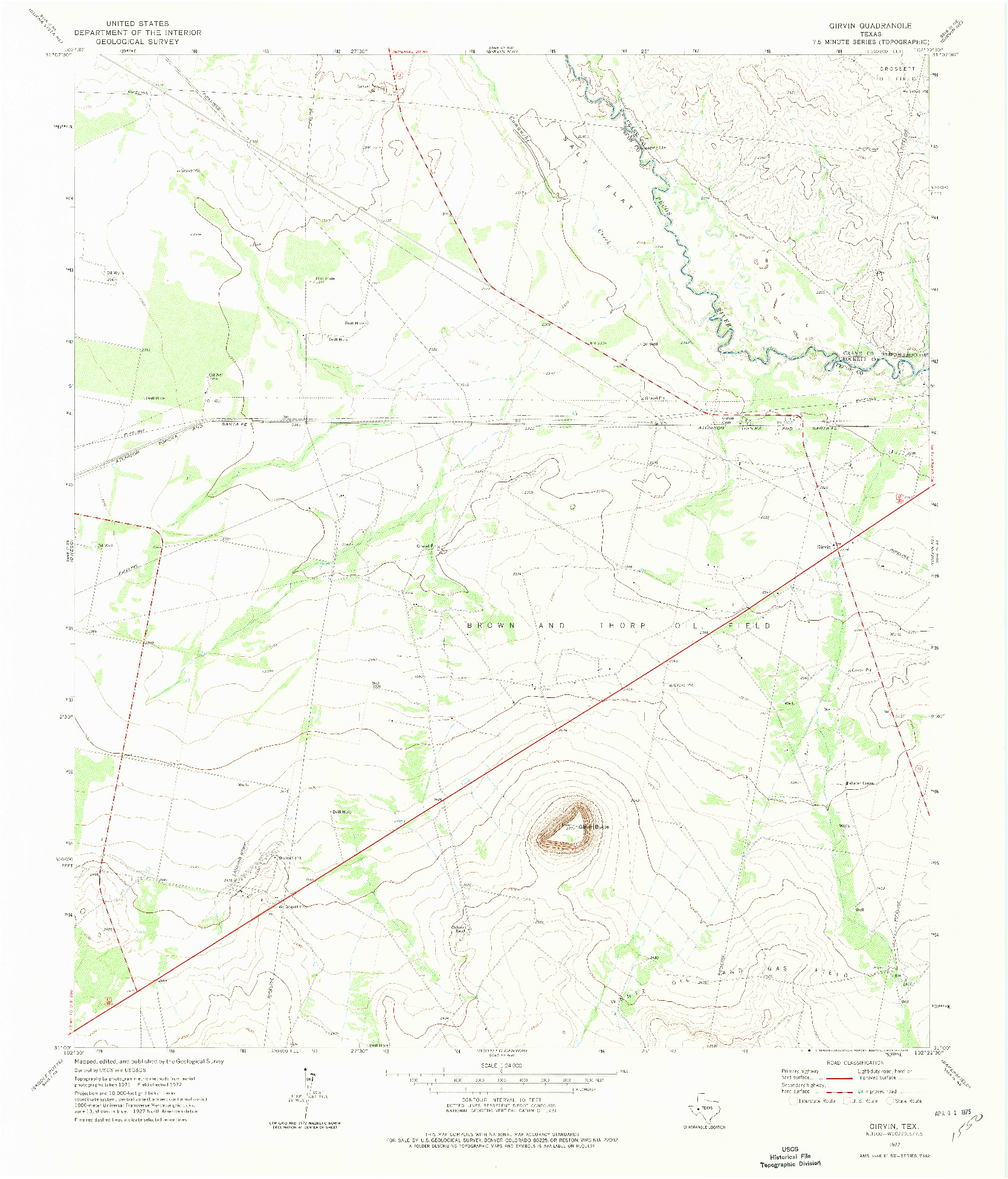 USGS 1:24000-SCALE QUADRANGLE FOR GIRVIN, TX 1972