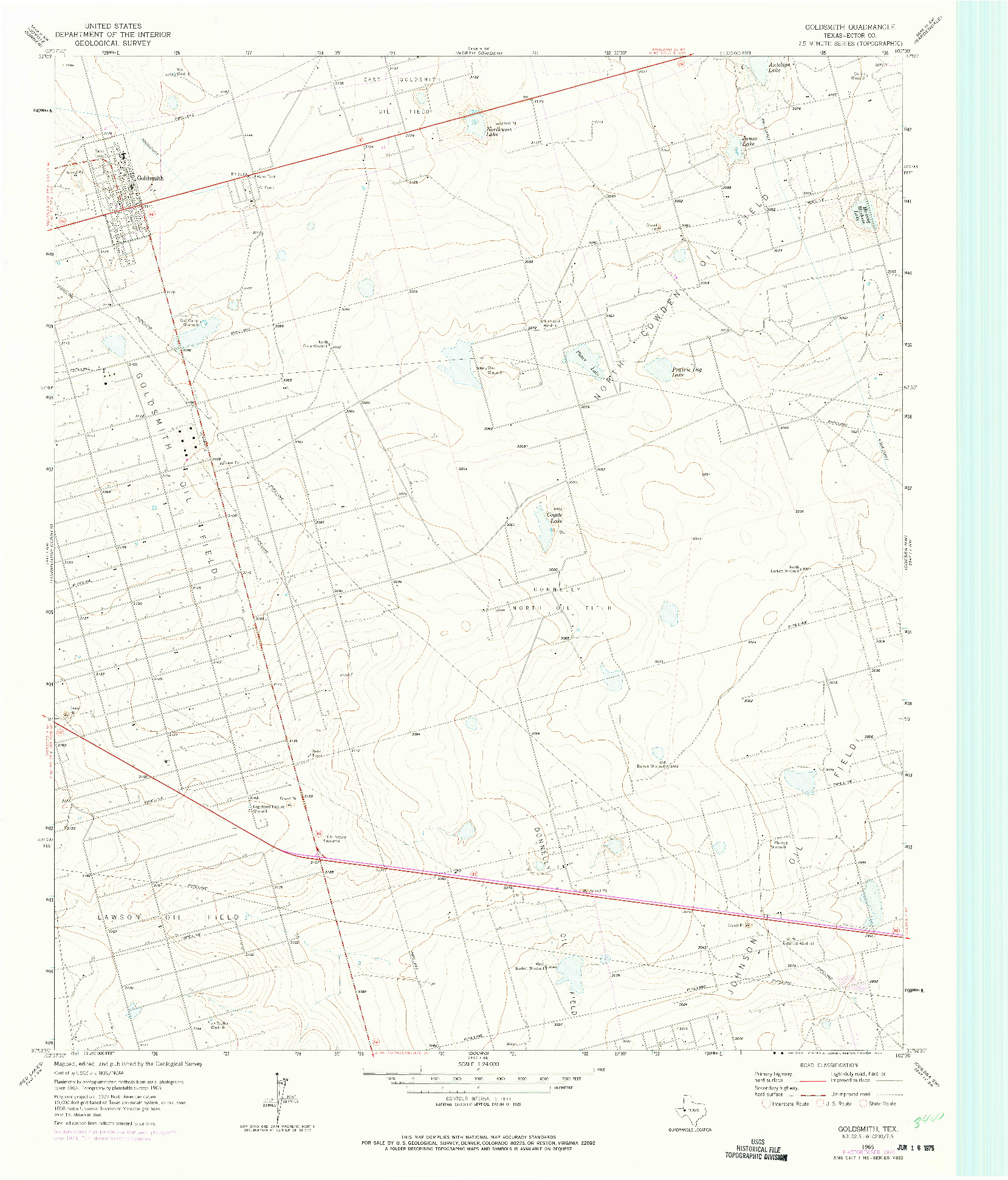 USGS 1:24000-SCALE QUADRANGLE FOR GOLDSMITH, TX 1965