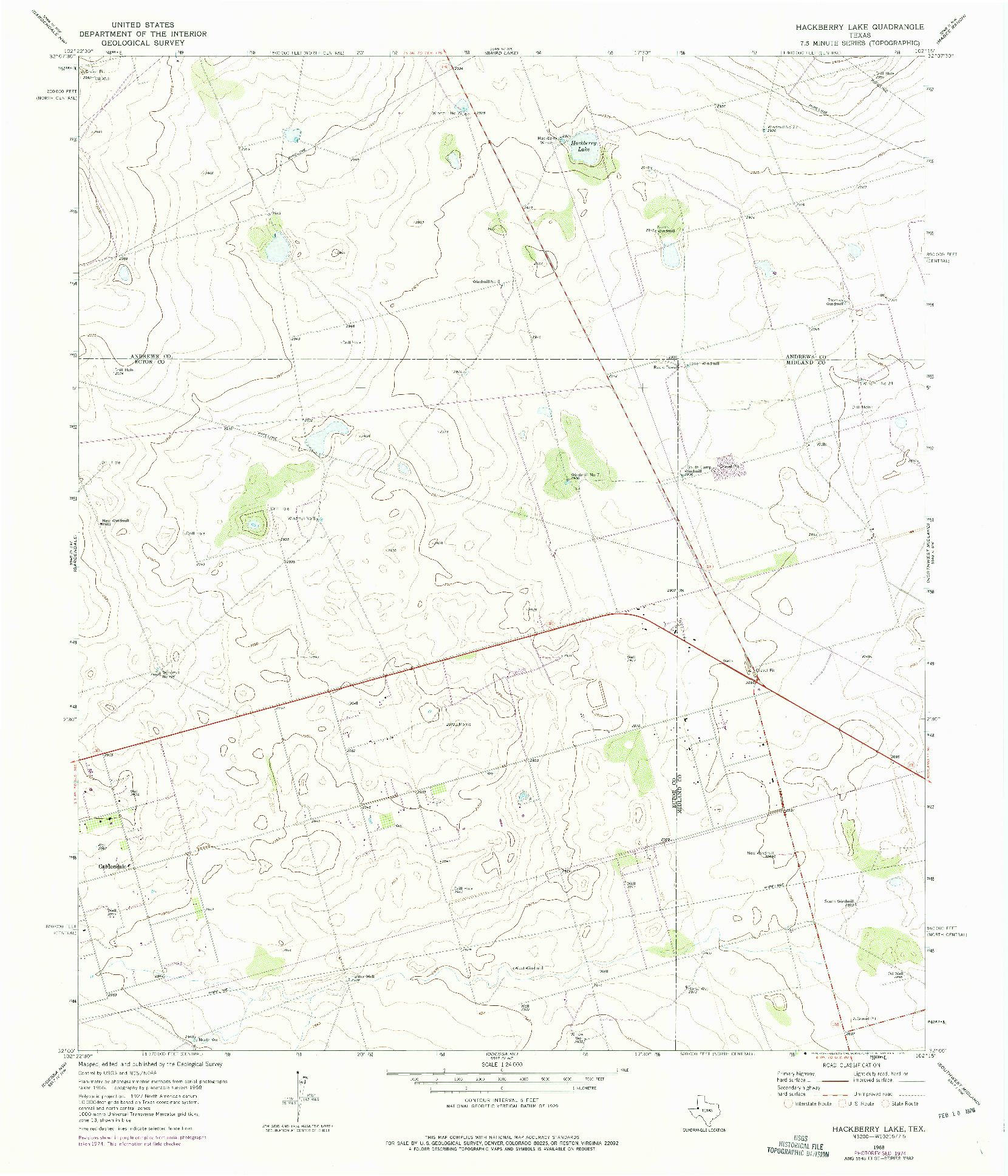 USGS 1:24000-SCALE QUADRANGLE FOR HACKBERRY LAKE, TX 1968