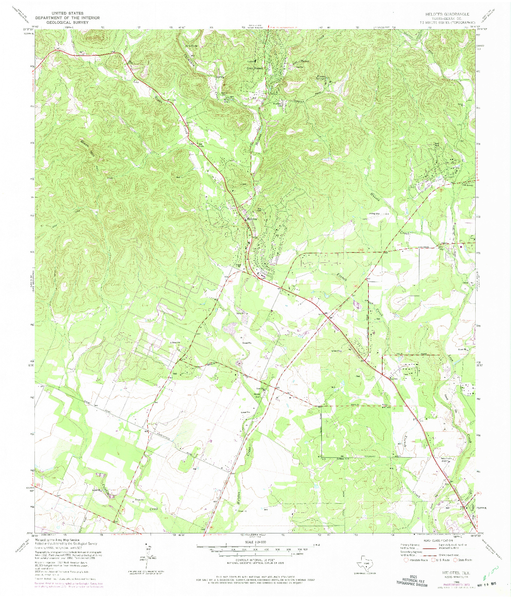 USGS 1:24000-SCALE QUADRANGLE FOR HELOTES, TX 1966