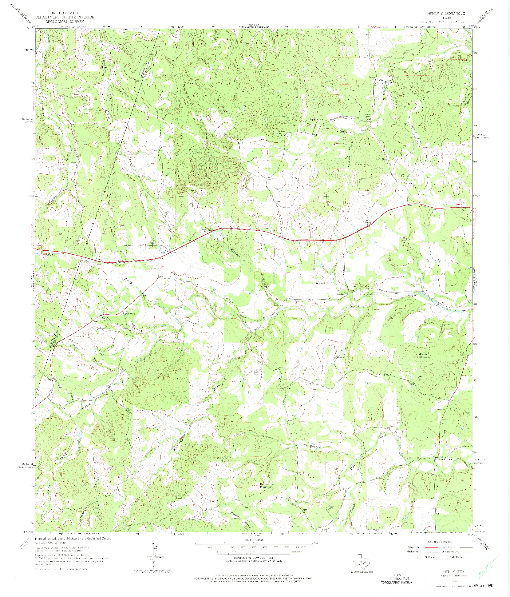 USGS 1:24000-SCALE QUADRANGLE FOR HENLY, TX 1963