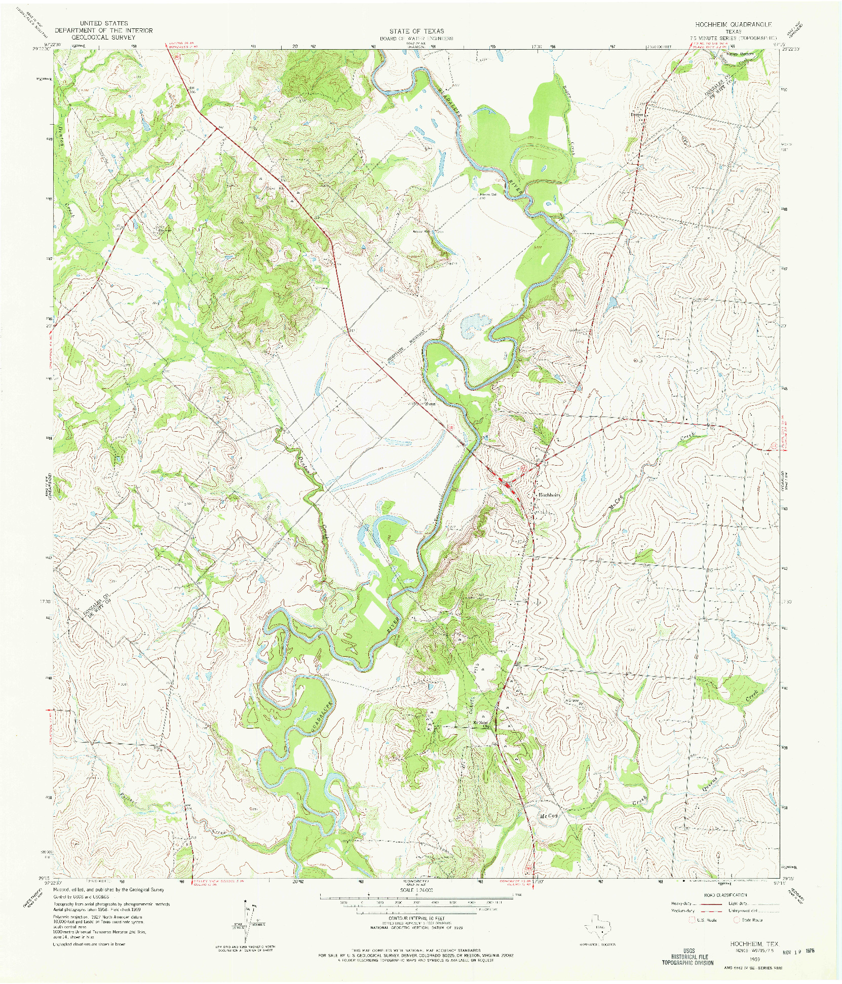 USGS 1:24000-SCALE QUADRANGLE FOR HOCHHEIM, TX 1959