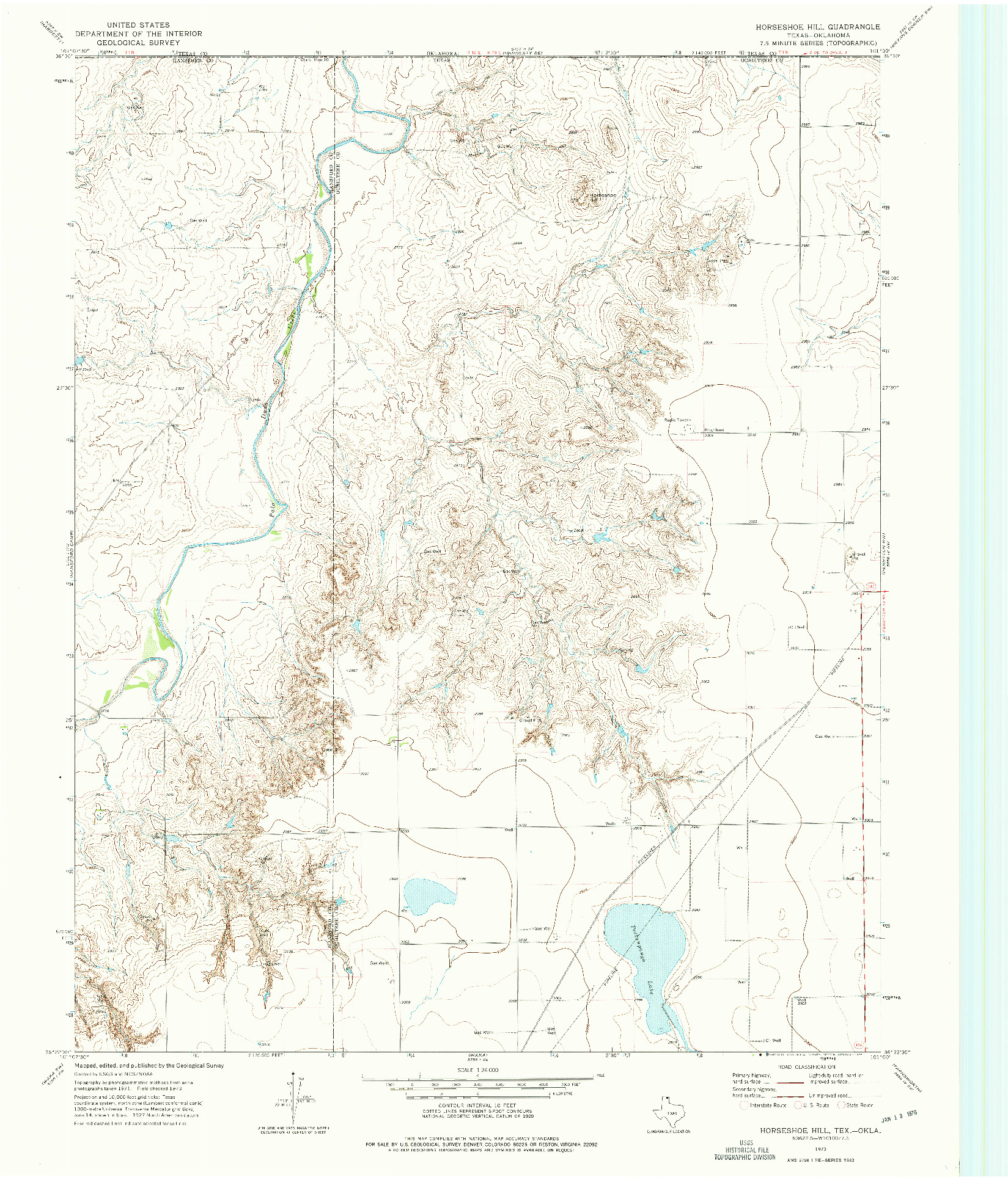 USGS 1:24000-SCALE QUADRANGLE FOR HORSESHOE HILL, TX 1973