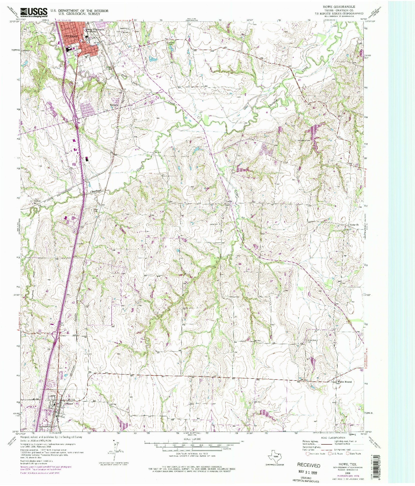 USGS 1:24000-SCALE QUADRANGLE FOR HOWE, TX 1958