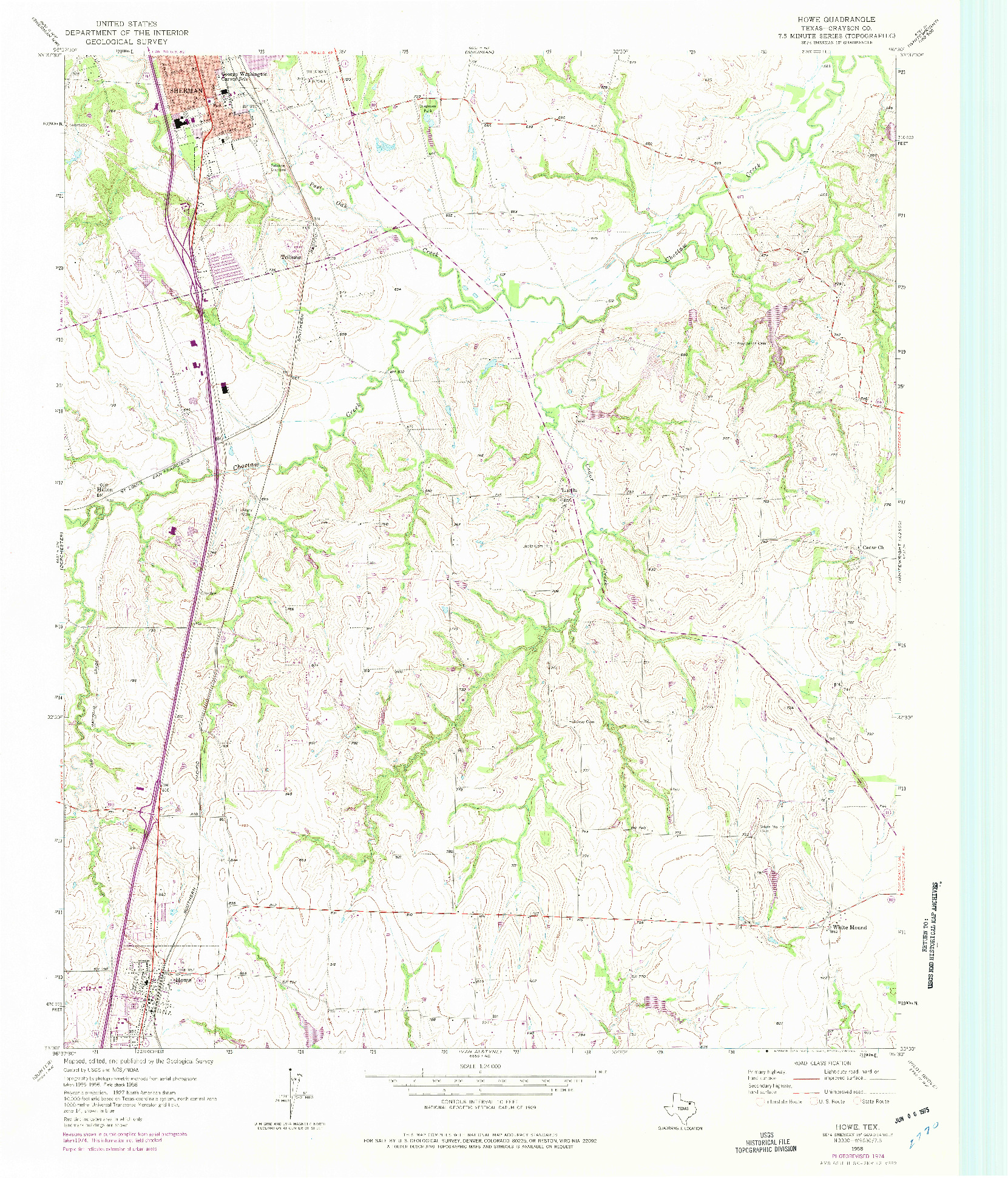 USGS 1:24000-SCALE QUADRANGLE FOR HOWE, TX 1958