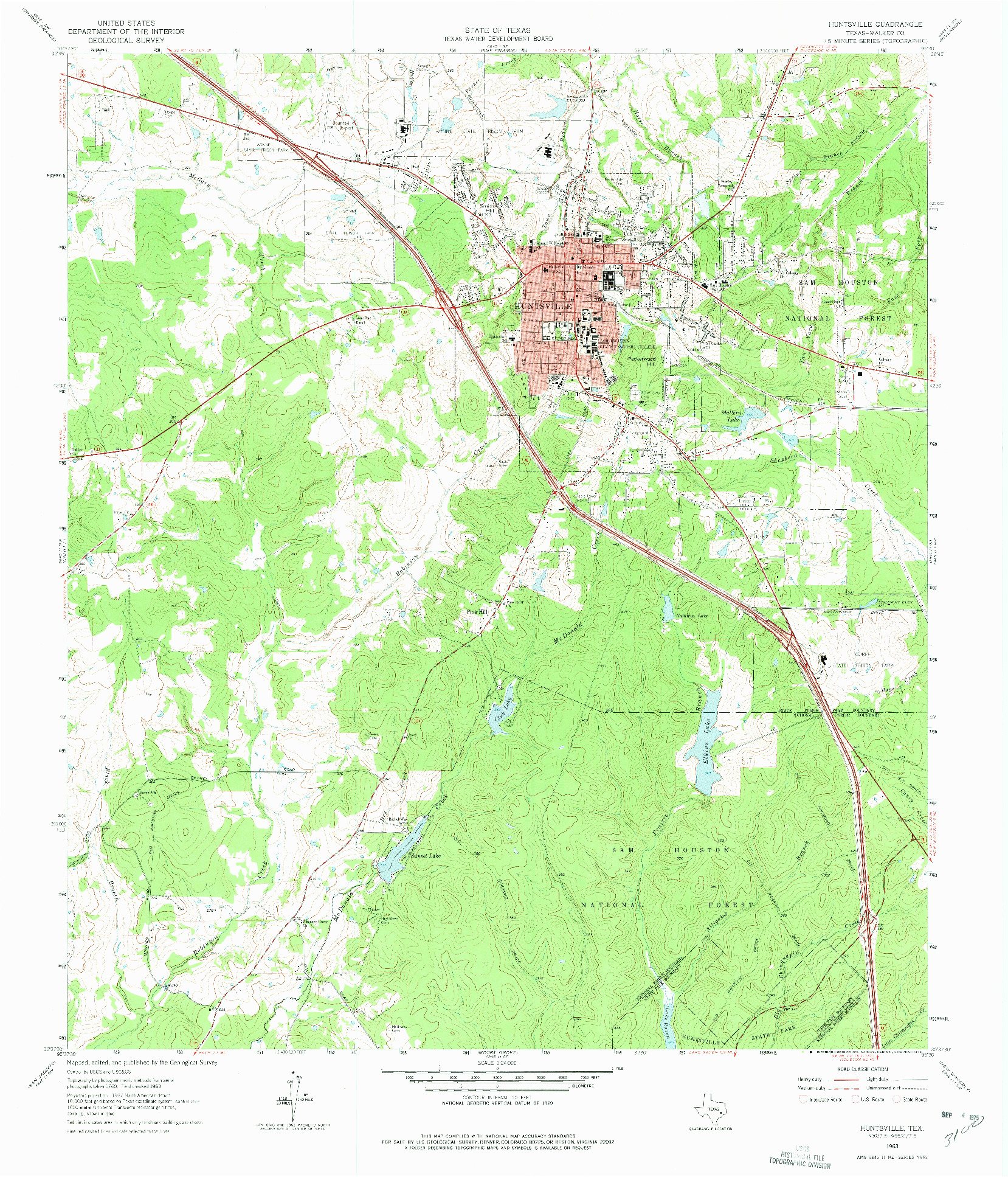 USGS 1:24000-SCALE QUADRANGLE FOR HUNTSVILLE, TX 1963
