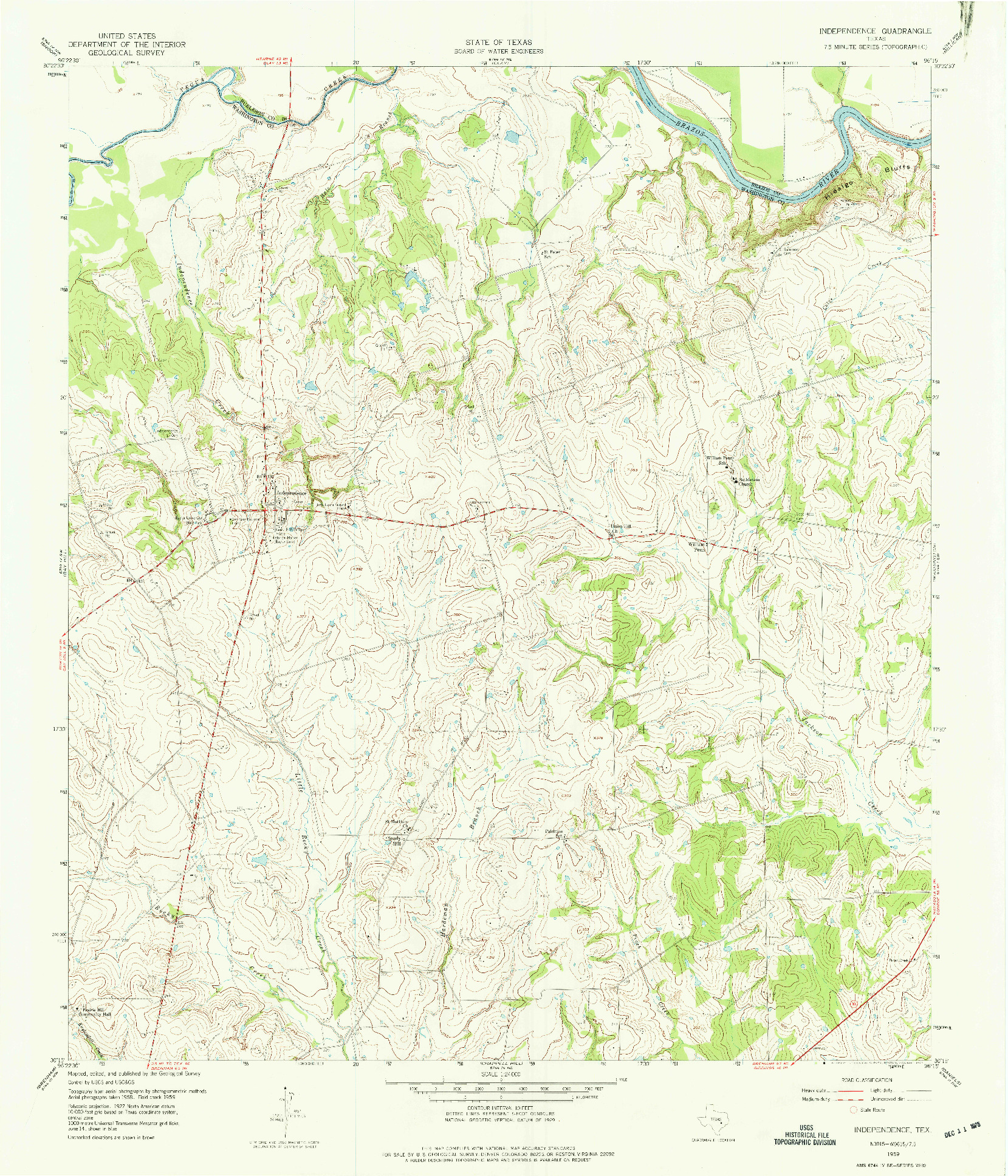 USGS 1:24000-SCALE QUADRANGLE FOR INDEPENDENCE, TX 1959