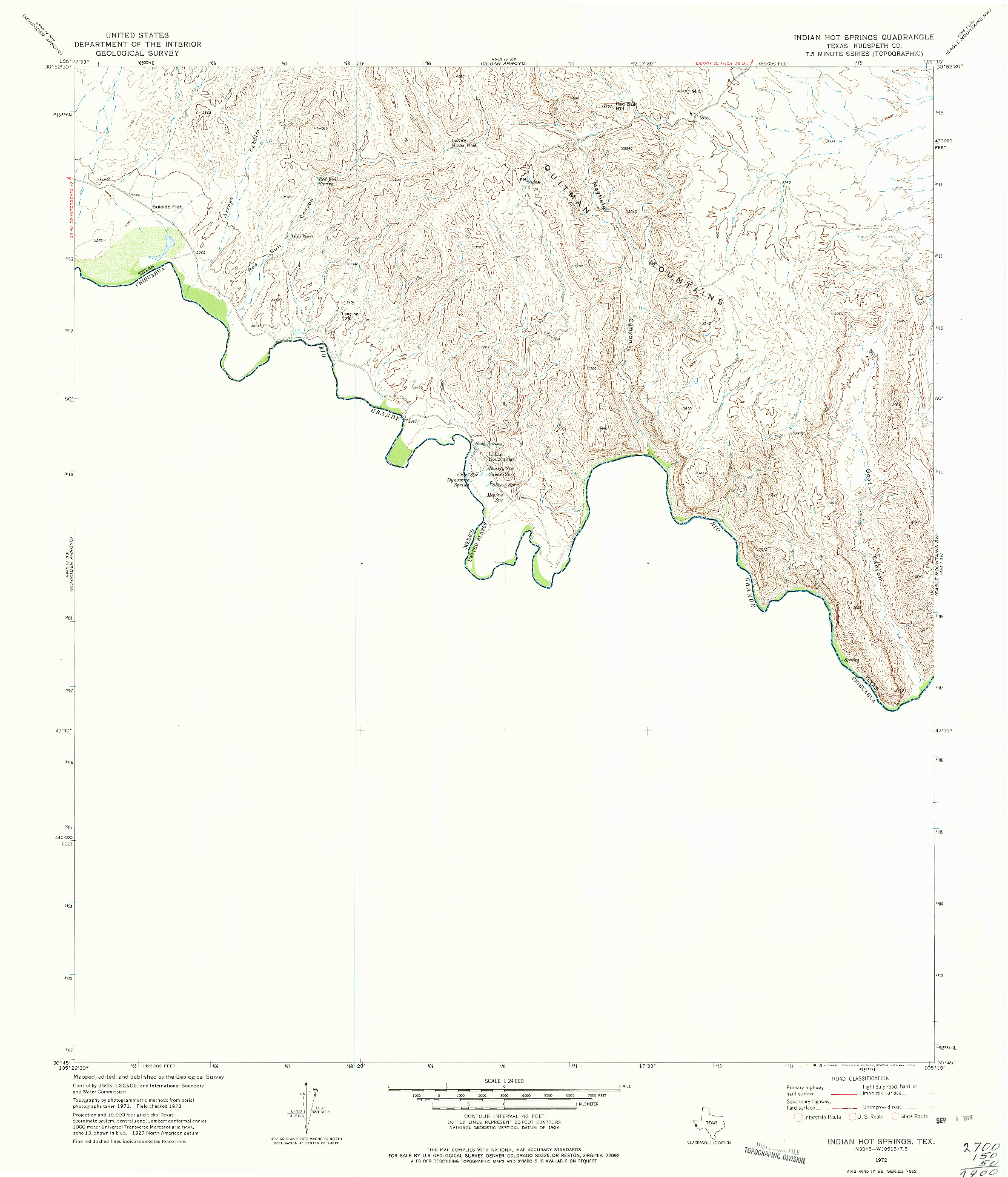 USGS 1:24000-SCALE QUADRANGLE FOR INDIAN HOT SPRINGS, TX 1972