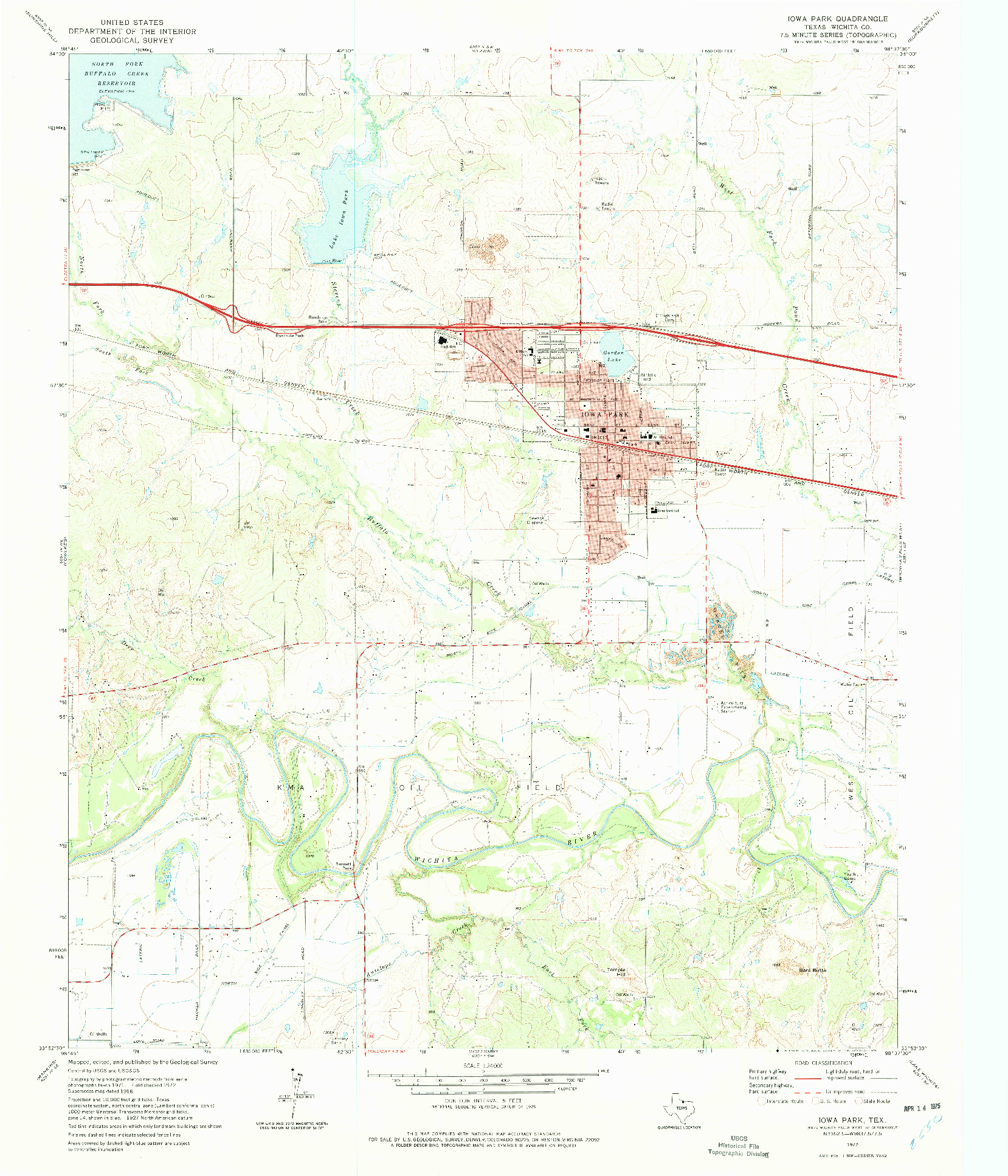 USGS 1:24000-SCALE QUADRANGLE FOR IOWA PARK, TX 1972