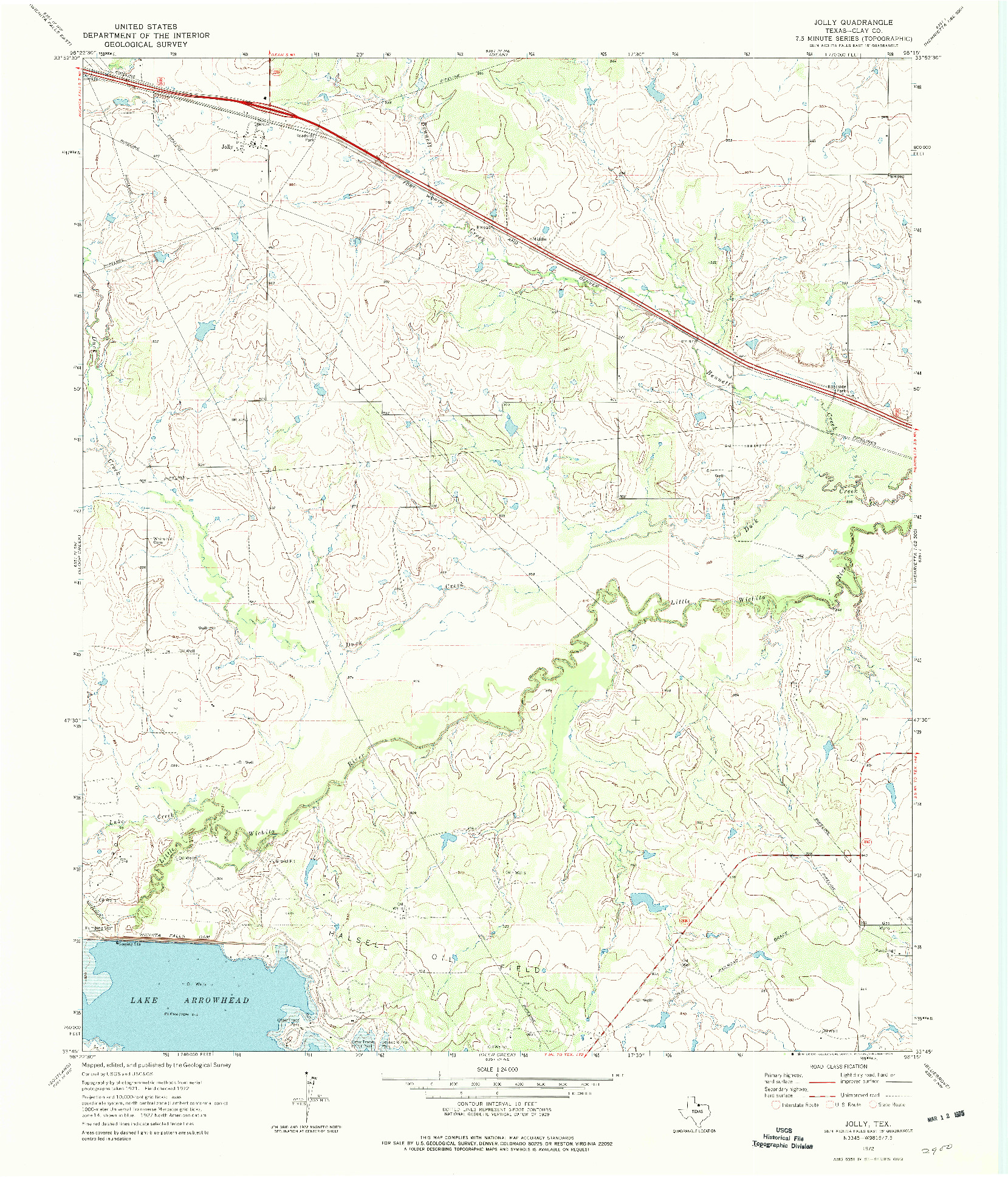 USGS 1:24000-SCALE QUADRANGLE FOR JOLLY, TX 1972