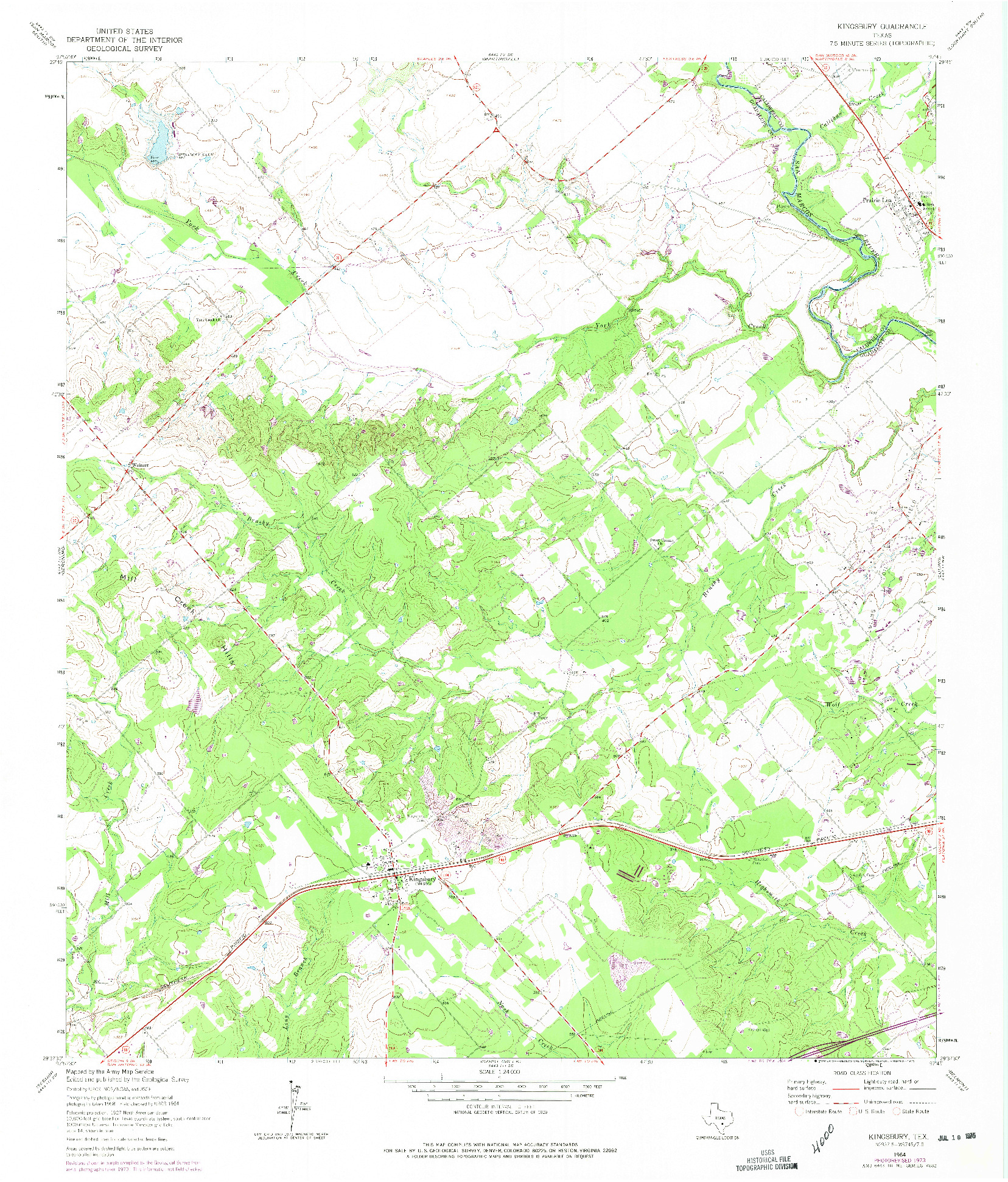 USGS 1:24000-SCALE QUADRANGLE FOR KINGSBURY, TX 1964