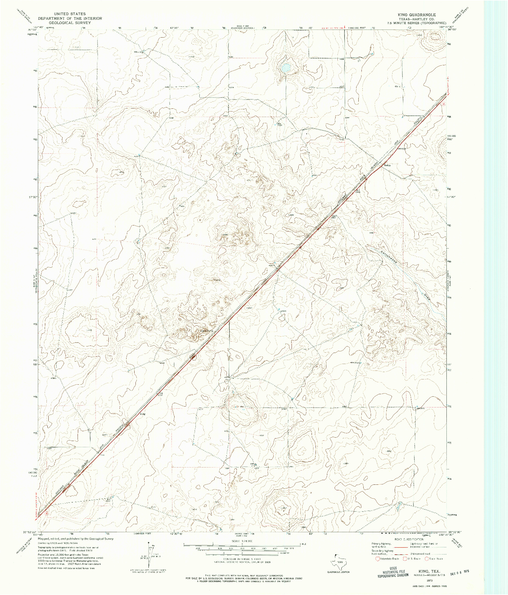 USGS 1:24000-SCALE QUADRANGLE FOR KING, TX 1973