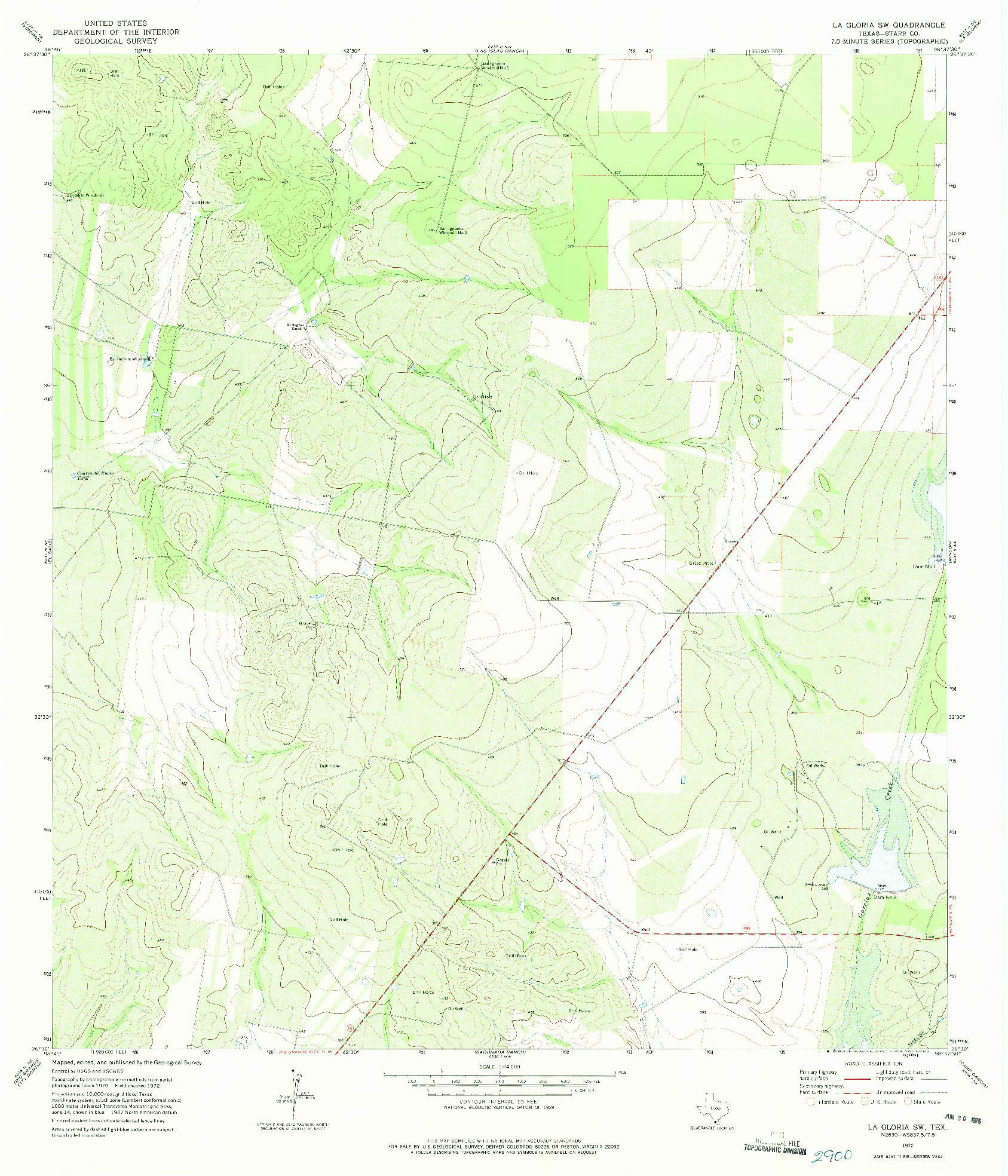 USGS 1:24000-SCALE QUADRANGLE FOR LA GLORIA SW, TX 1972