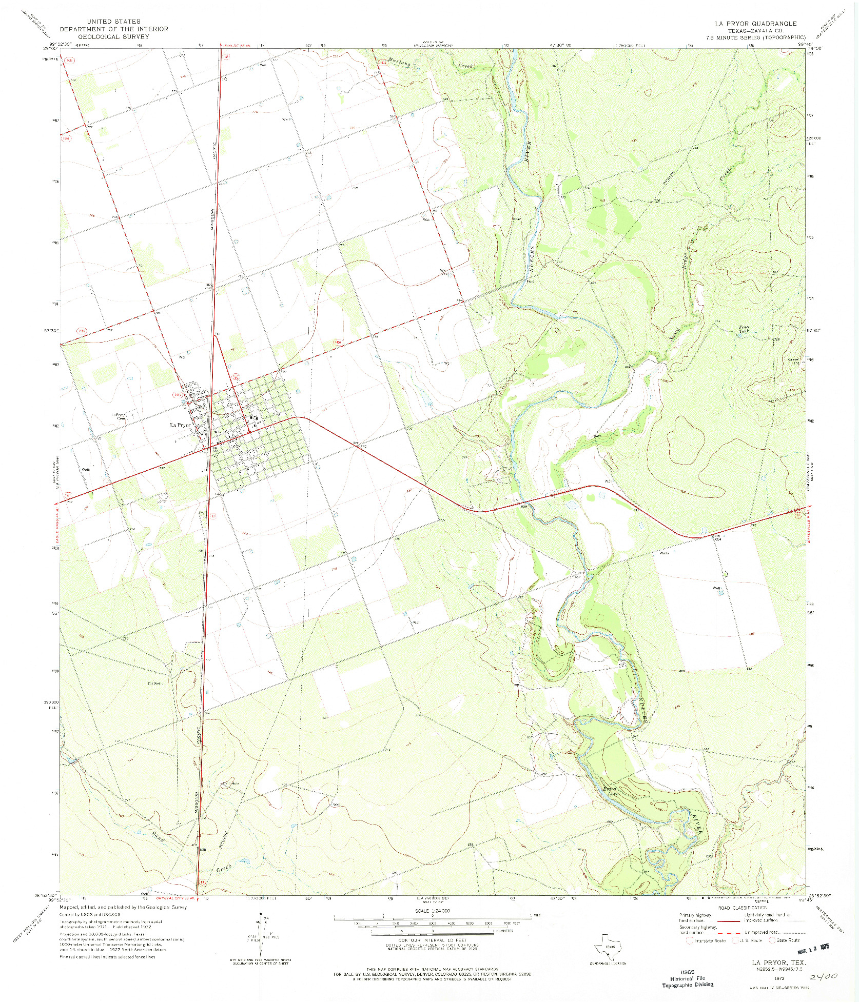 USGS 1:24000-SCALE QUADRANGLE FOR LA PRYOR, TX 1972