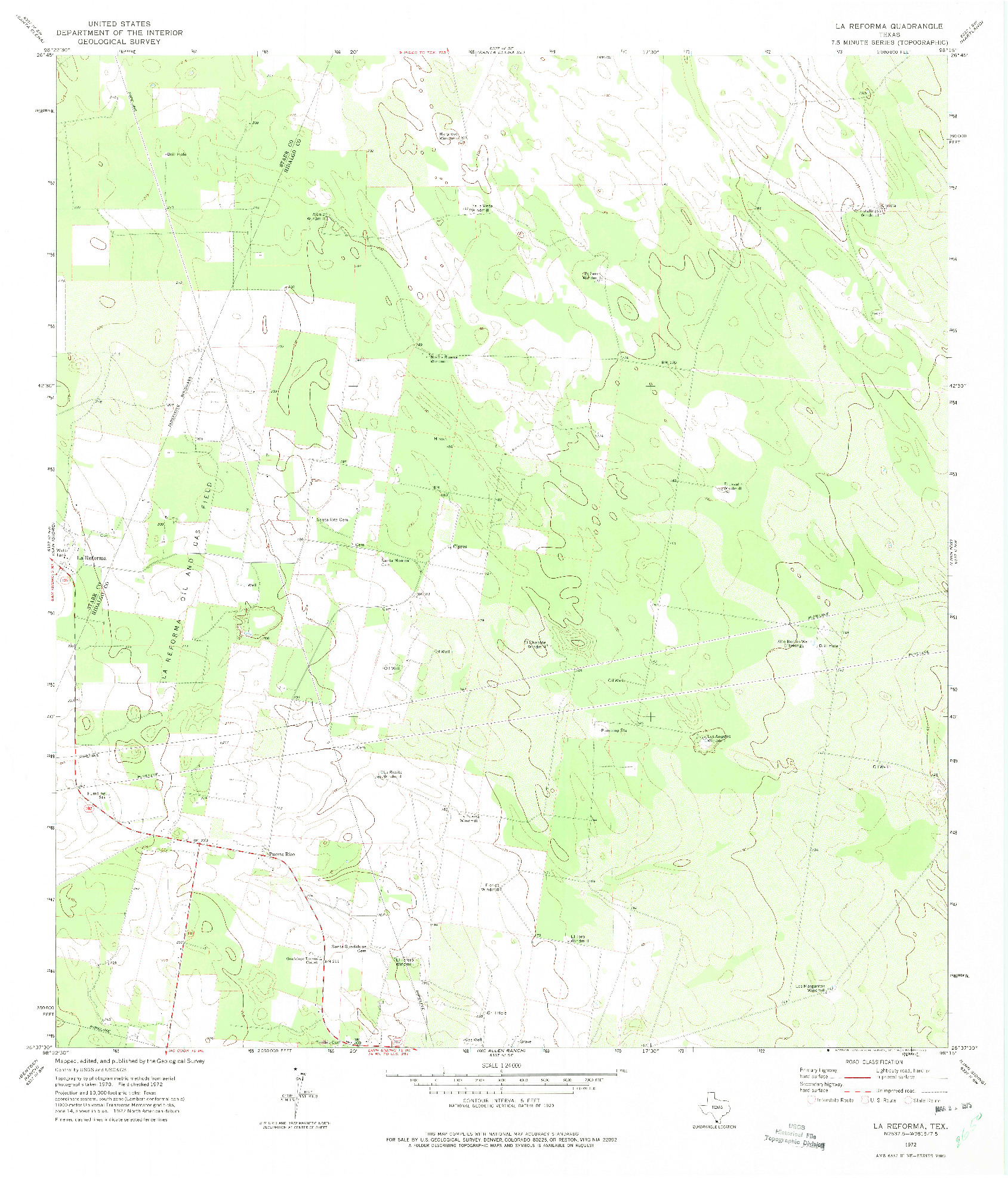 USGS 1:24000-SCALE QUADRANGLE FOR LA REFORMA, TX 1972