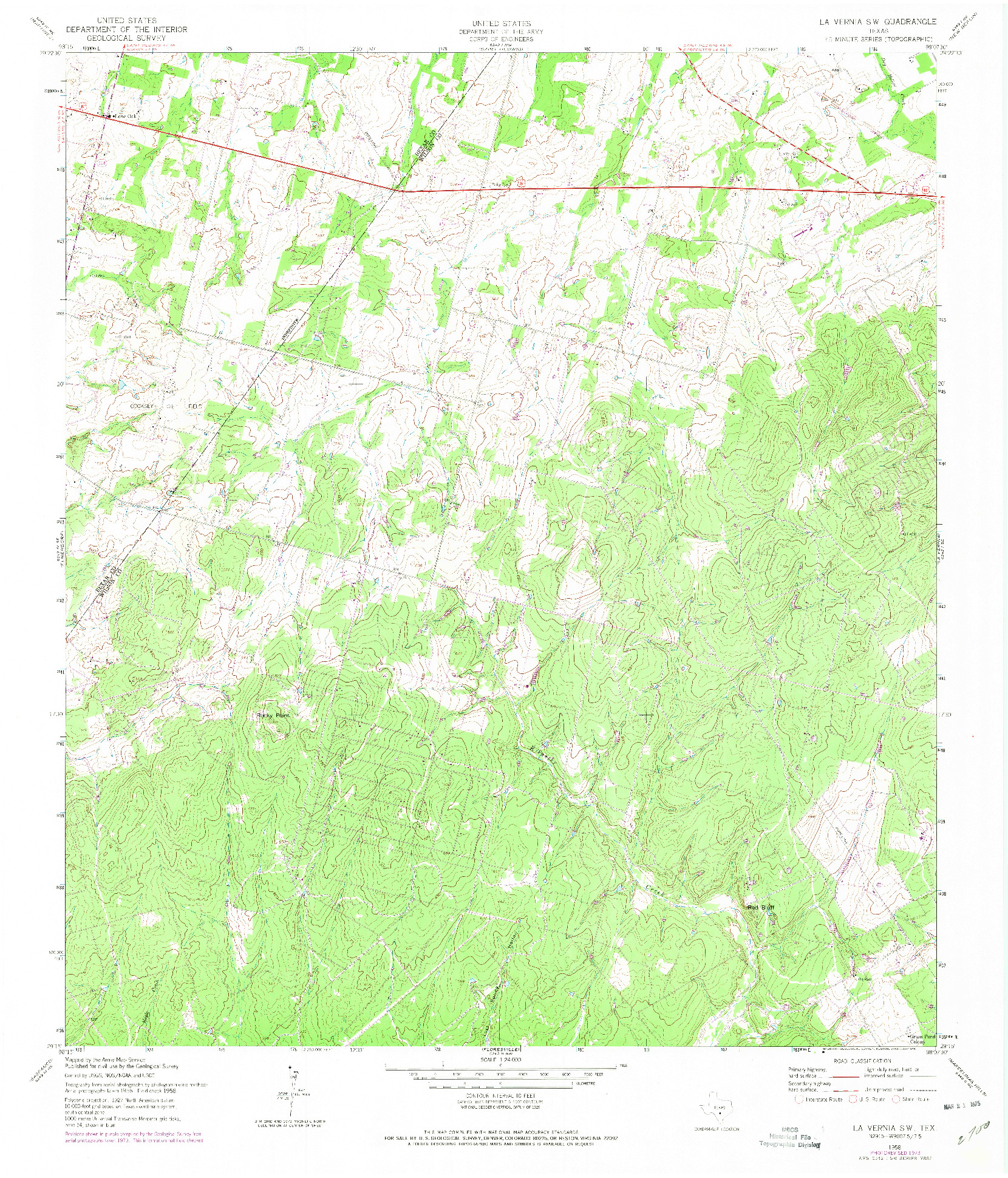 USGS 1:24000-SCALE QUADRANGLE FOR LA VERNIA SW, TX 1958