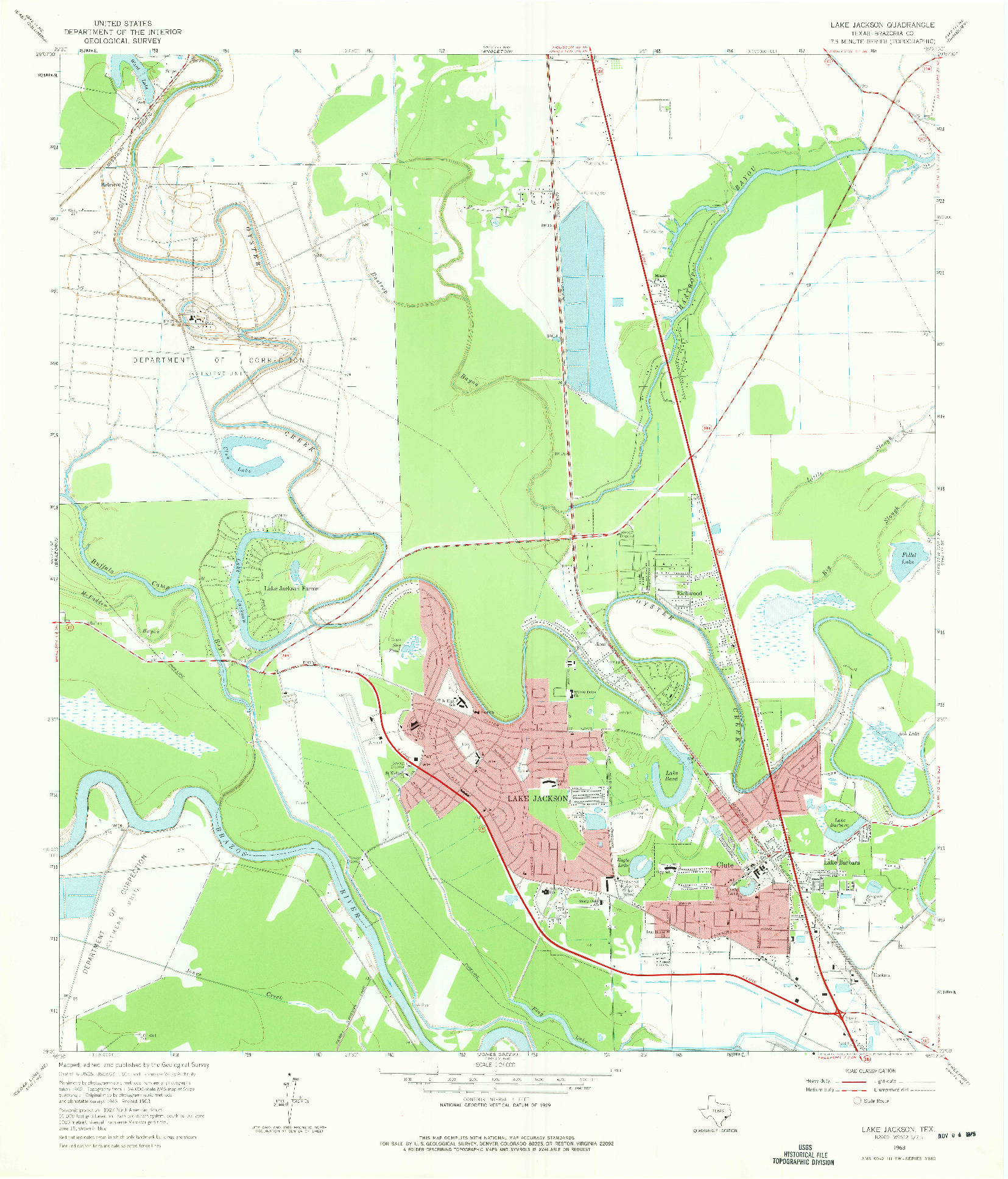 USGS 1:24000-SCALE QUADRANGLE FOR LAKE JACKSON, TX 1963