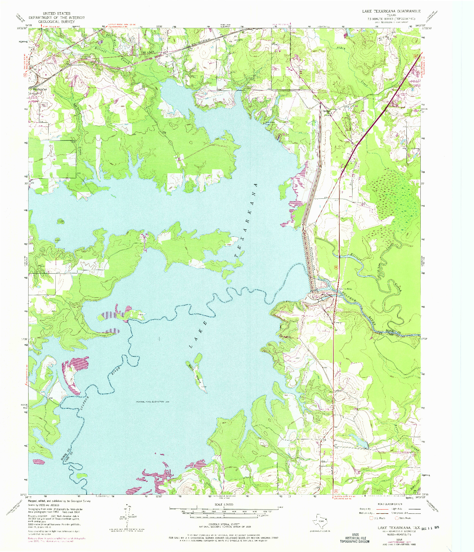 USGS 1:24000-SCALE QUADRANGLE FOR LAKE TEXARKANA, TX 1954