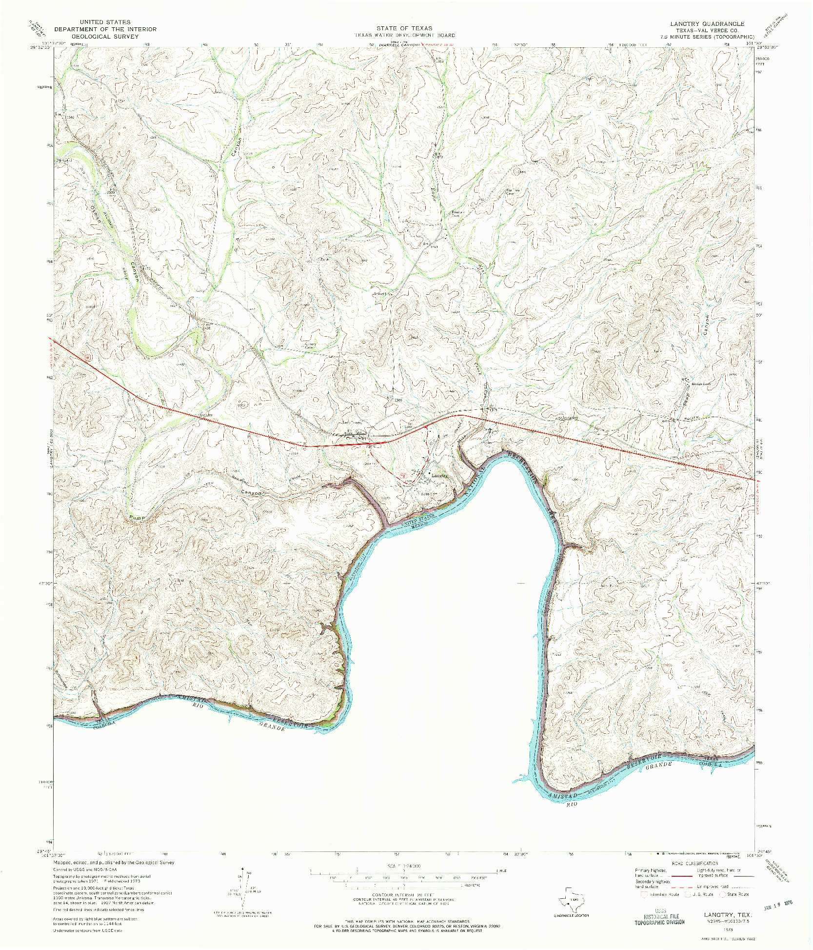 USGS 1:24000-SCALE QUADRANGLE FOR LANGTRY, TX 1973