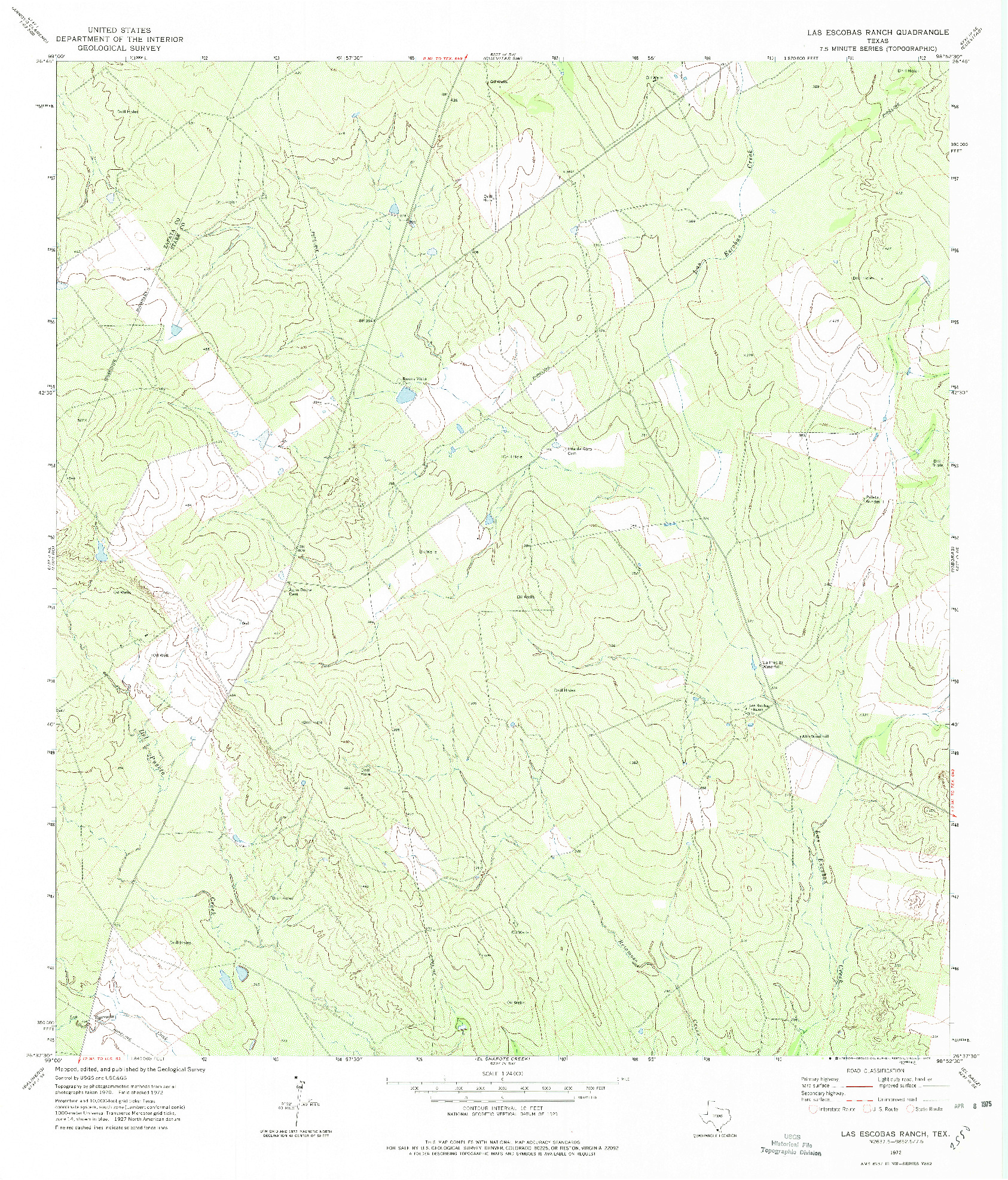 USGS 1:24000-SCALE QUADRANGLE FOR LAS ESCOBAS RANCH, TX 1972