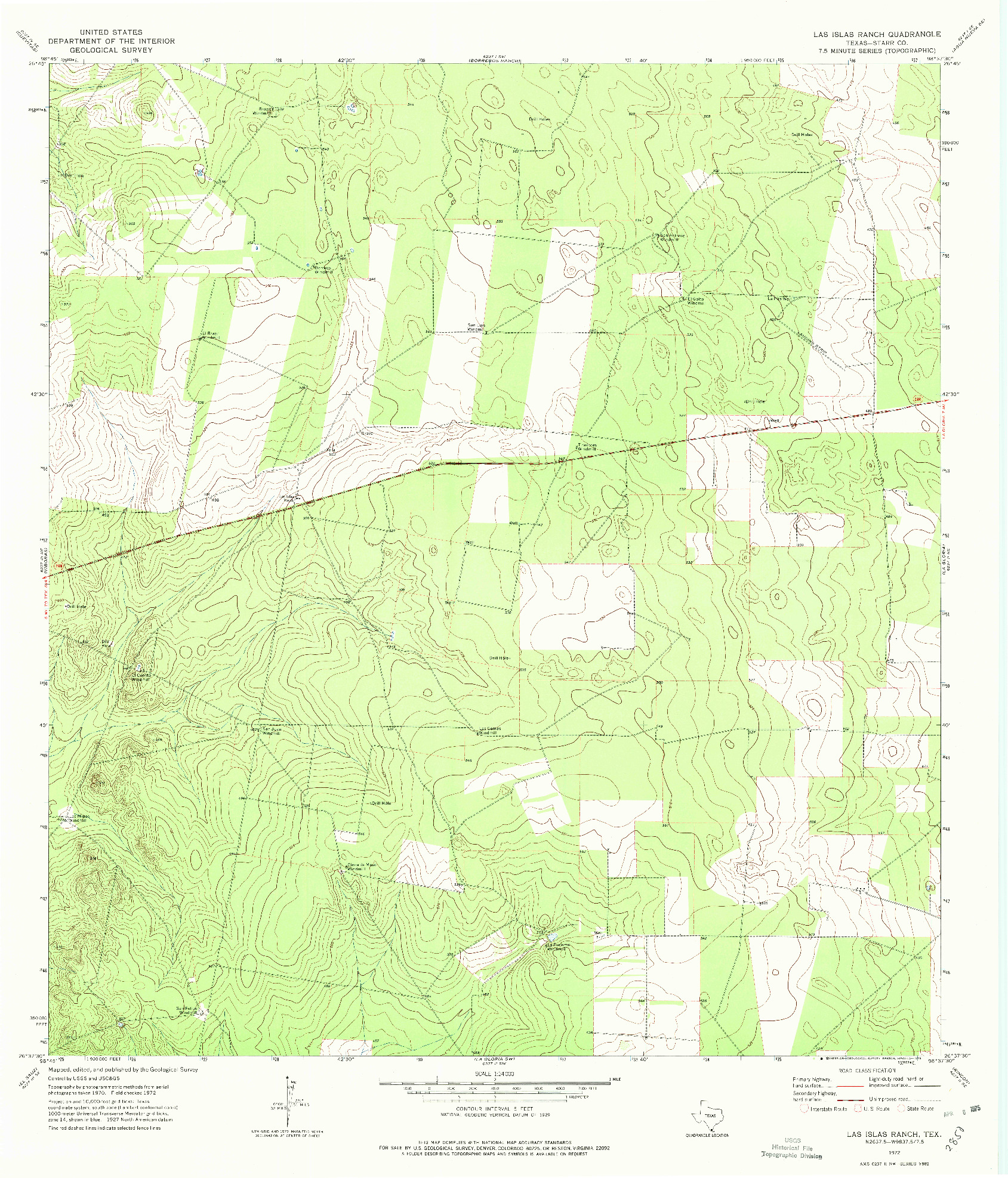 USGS 1:24000-SCALE QUADRANGLE FOR LAS ISLAS RANCH, TX 1972