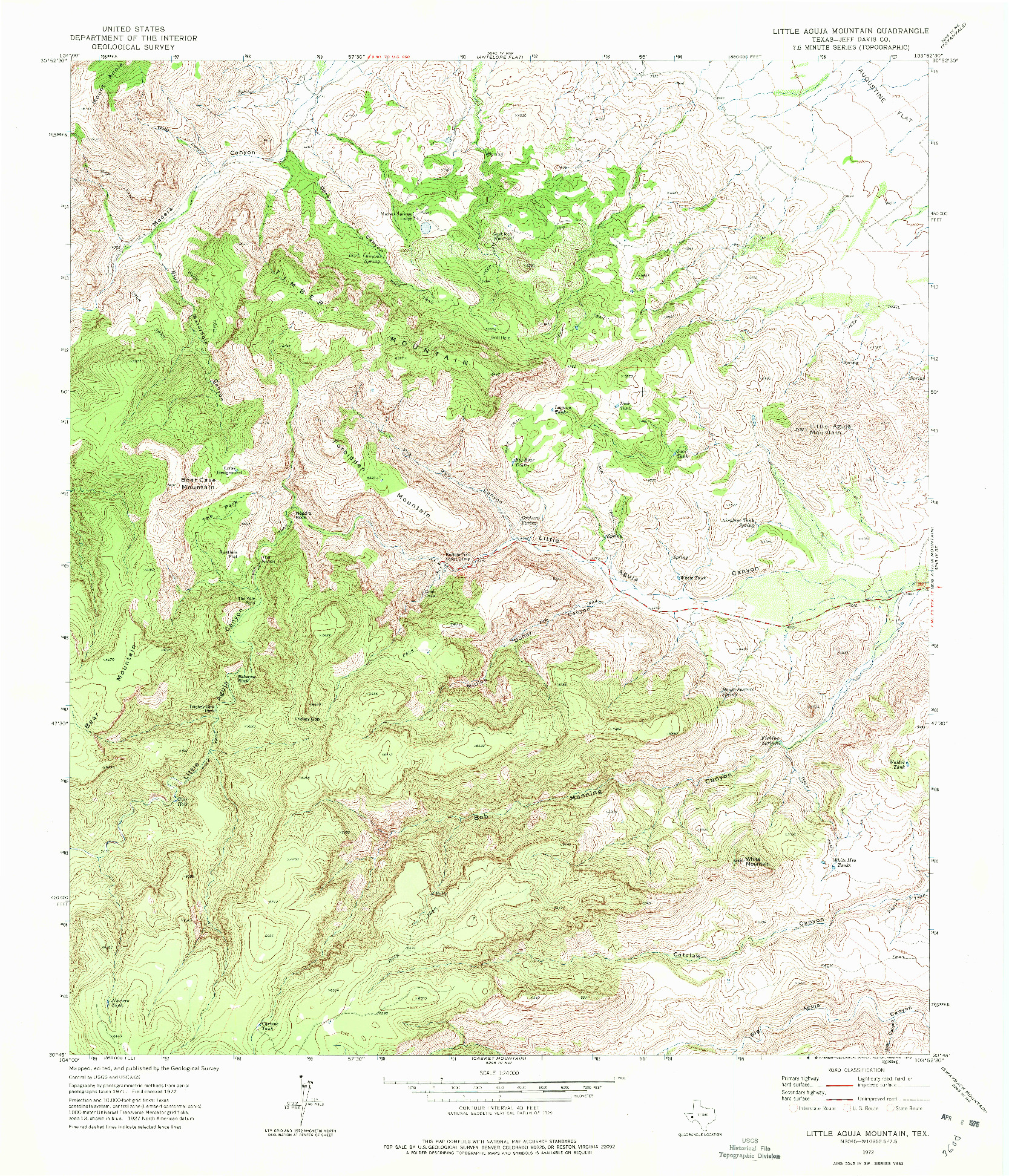 USGS 1:24000-SCALE QUADRANGLE FOR LITTLE AGUJA MOUNTAIN, TX 1972