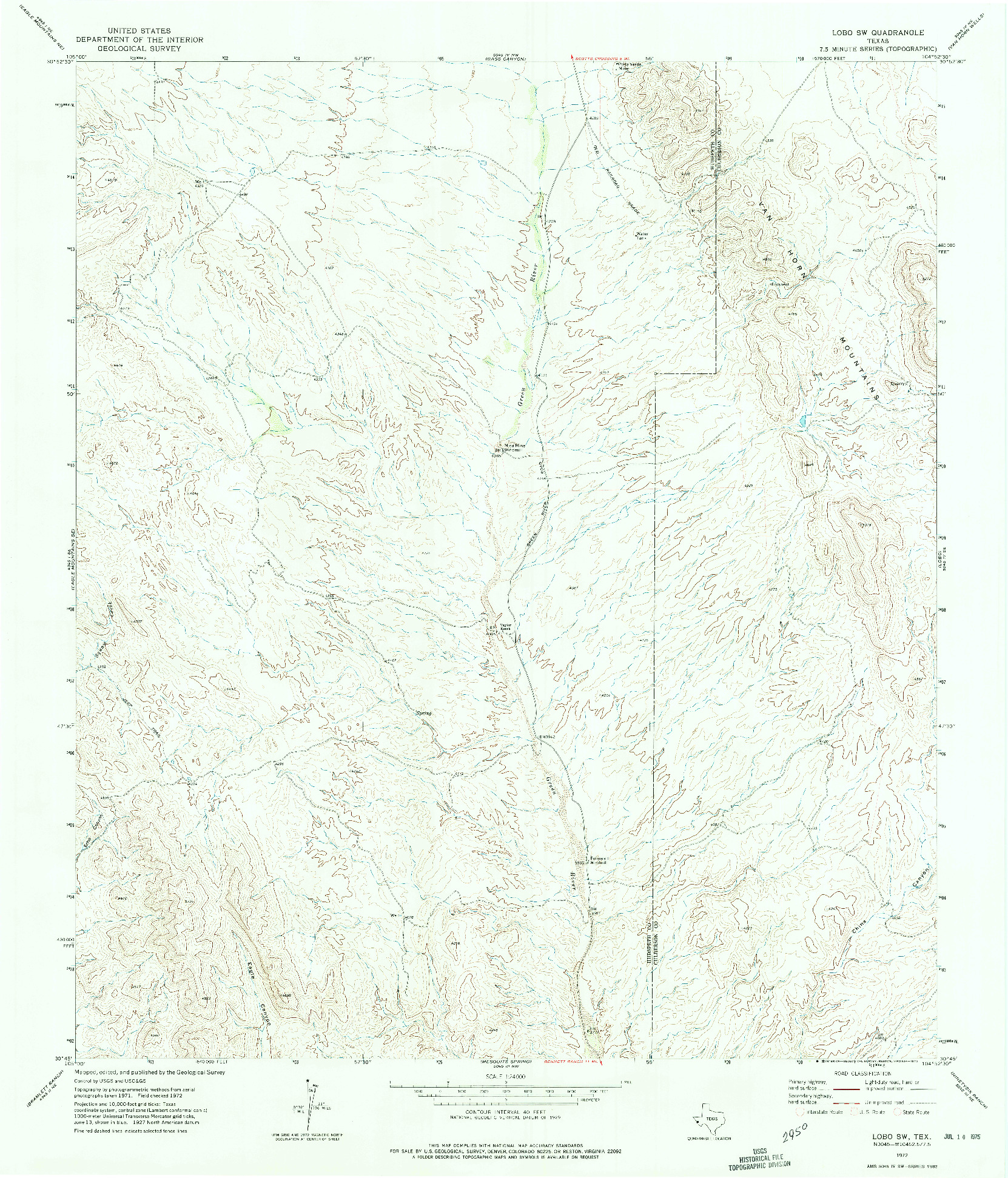USGS 1:24000-SCALE QUADRANGLE FOR LOBO SW, TX 1972
