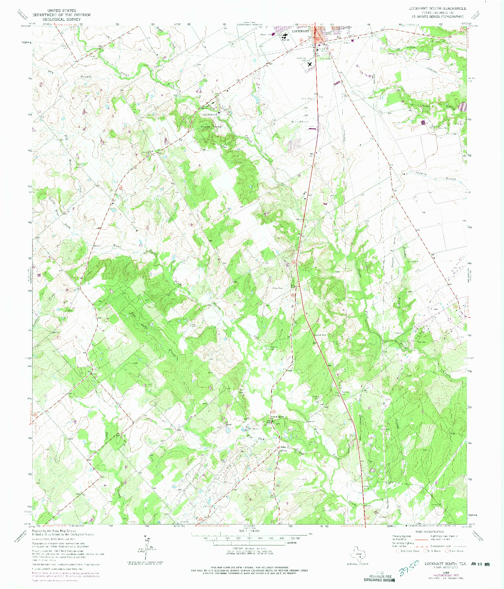 USGS 1:24000-SCALE QUADRANGLE FOR LOCKHART SOUTH, TX 1964