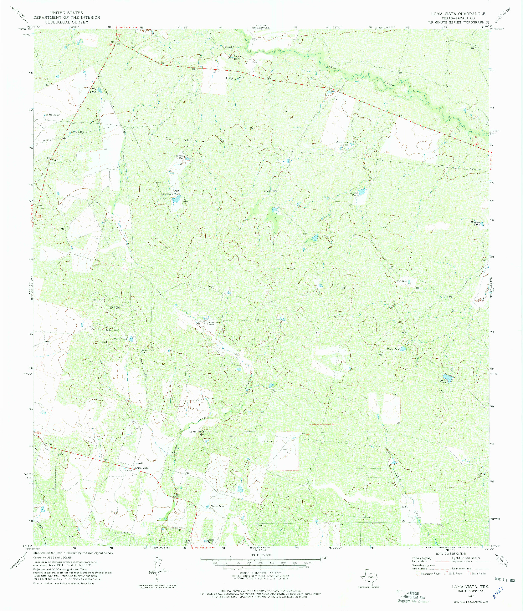 USGS 1:24000-SCALE QUADRANGLE FOR LOMA VISTA, TX 1972