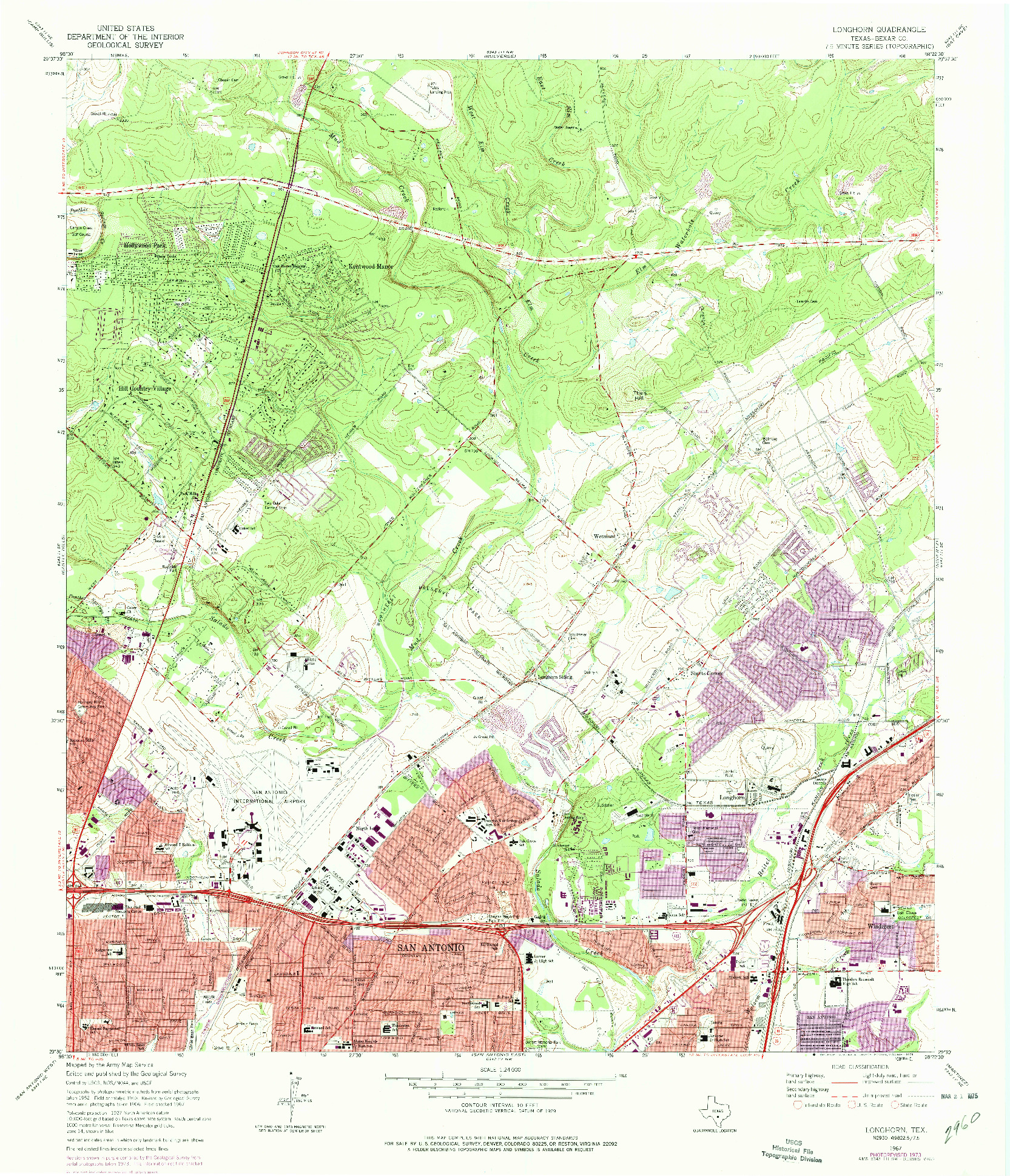 USGS 1:24000-SCALE QUADRANGLE FOR LONGHORN, TX 1967