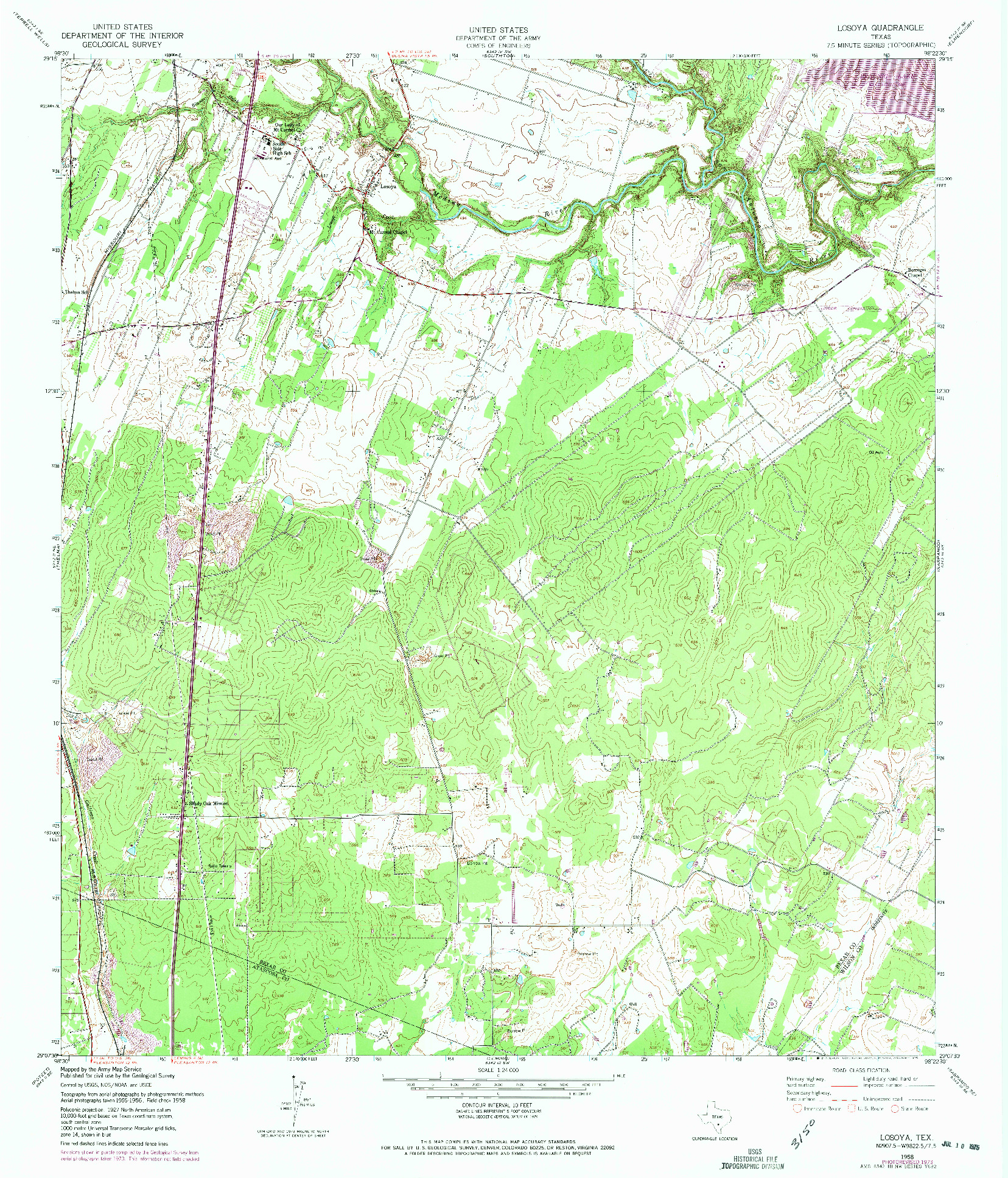 USGS 1:24000-SCALE QUADRANGLE FOR LOSOYA, TX 1958