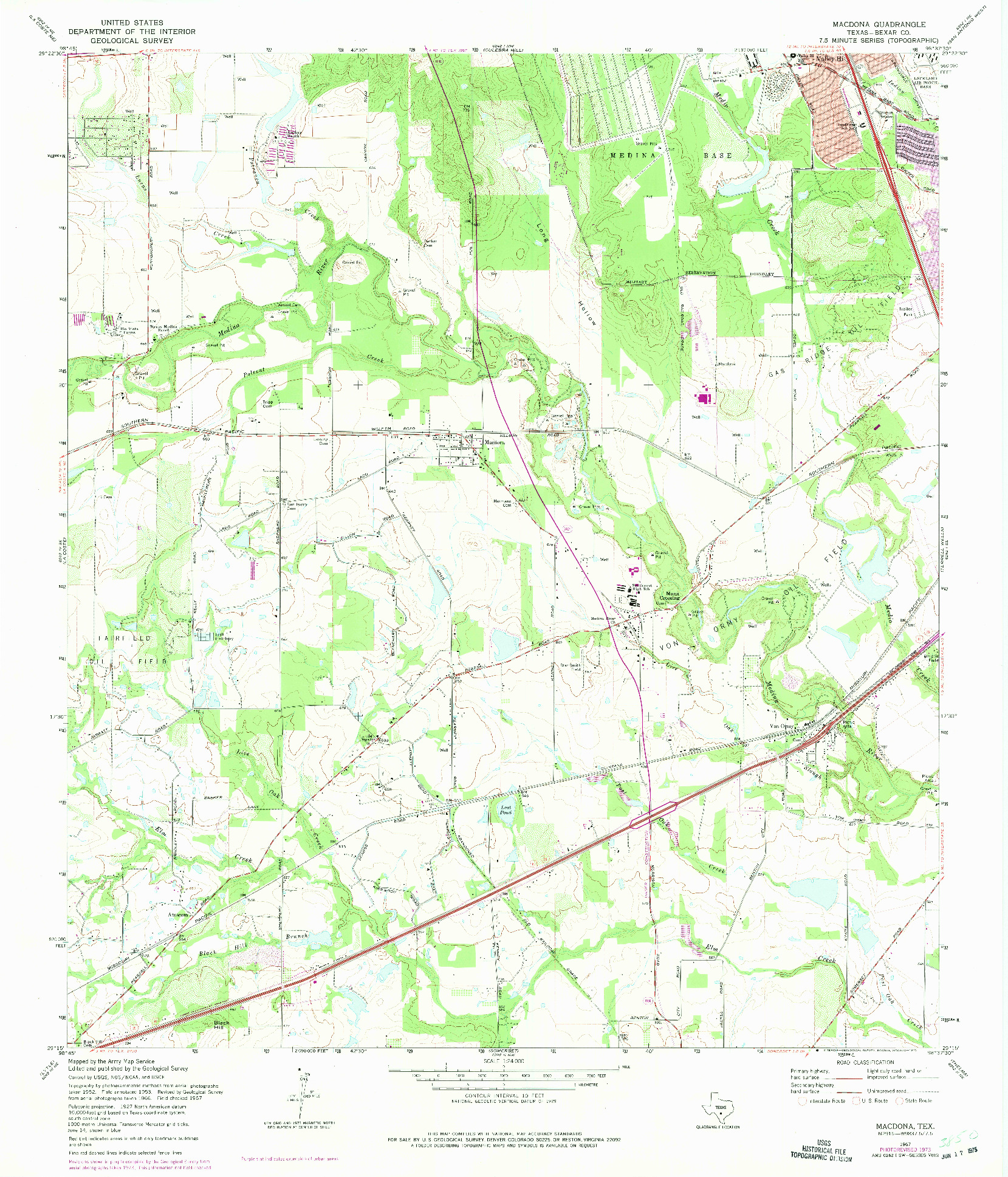 USGS 1:24000-SCALE QUADRANGLE FOR MACDONA, TX 1967