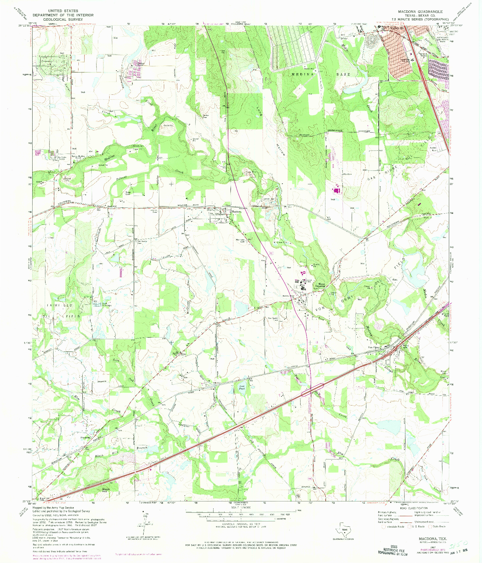 USGS 1:24000-SCALE QUADRANGLE FOR MACDONA, TX 1967