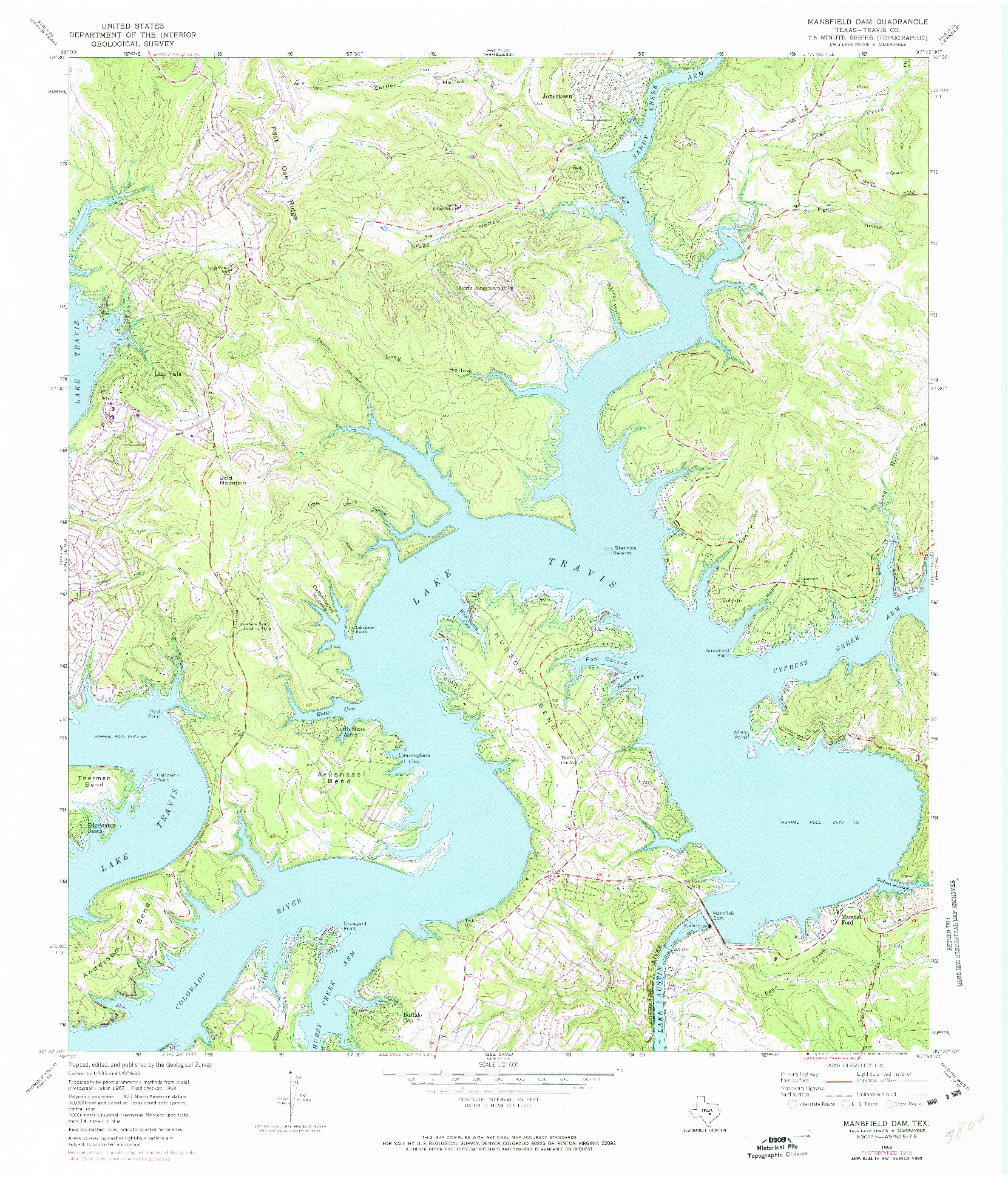 USGS 1:24000-SCALE QUADRANGLE FOR MANSFIELD DAM, TX 1968