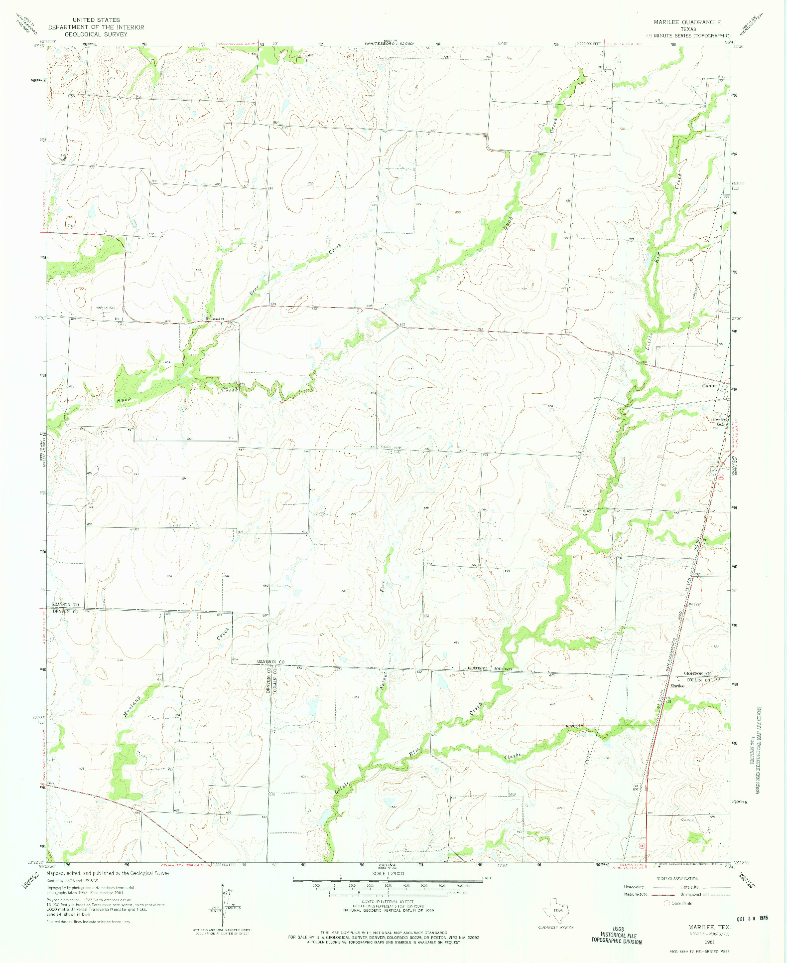 USGS 1:24000-SCALE QUADRANGLE FOR MARILEE, TX 1961