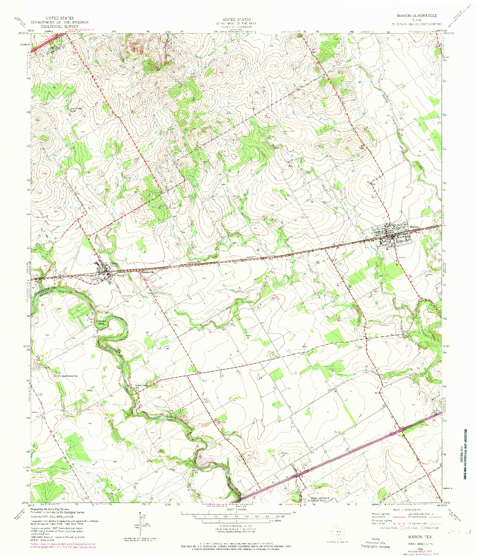 USGS 1:24000-SCALE QUADRANGLE FOR MARION, TX 1958