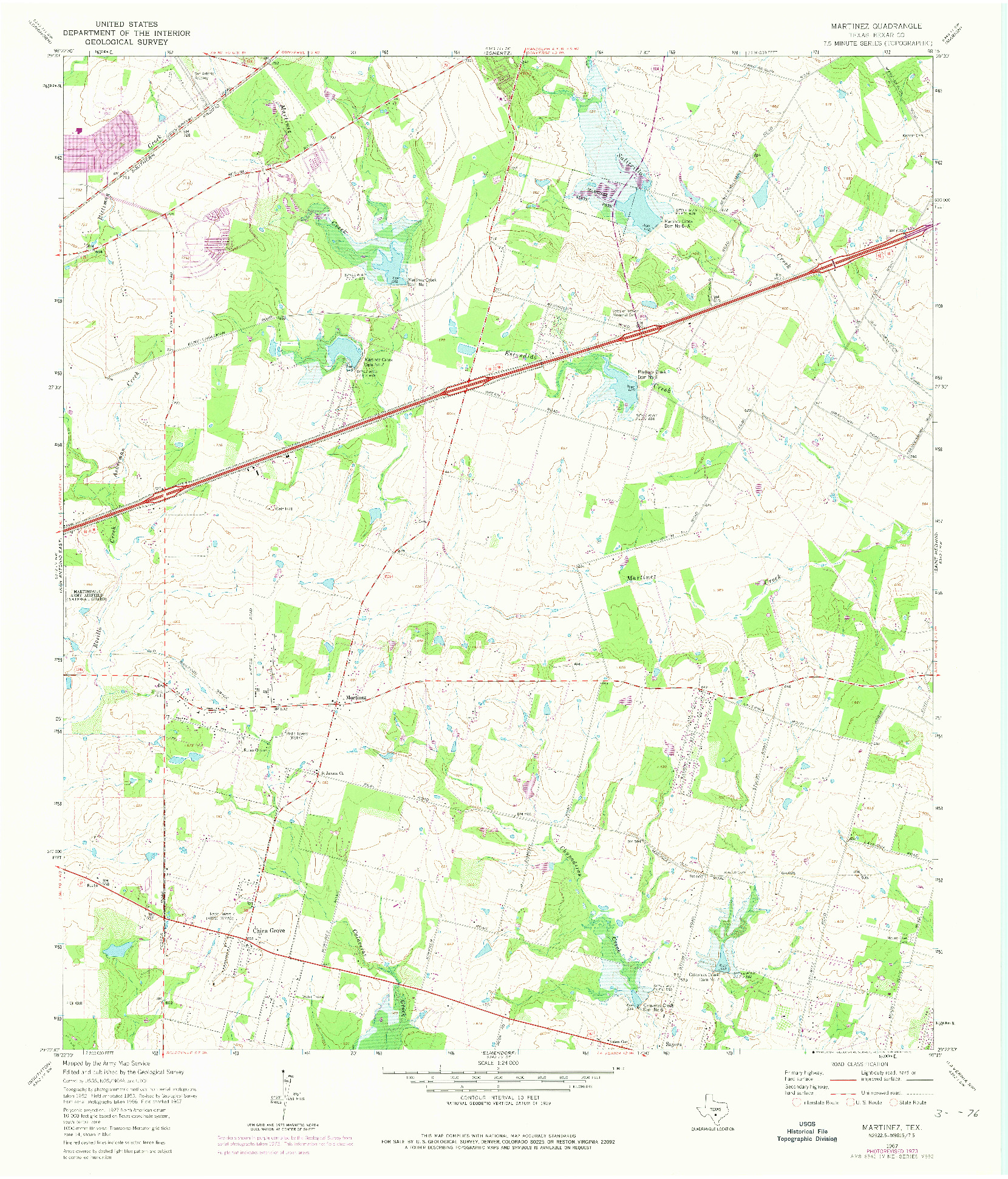 USGS 1:24000-SCALE QUADRANGLE FOR MARTINEZ, TX 1967