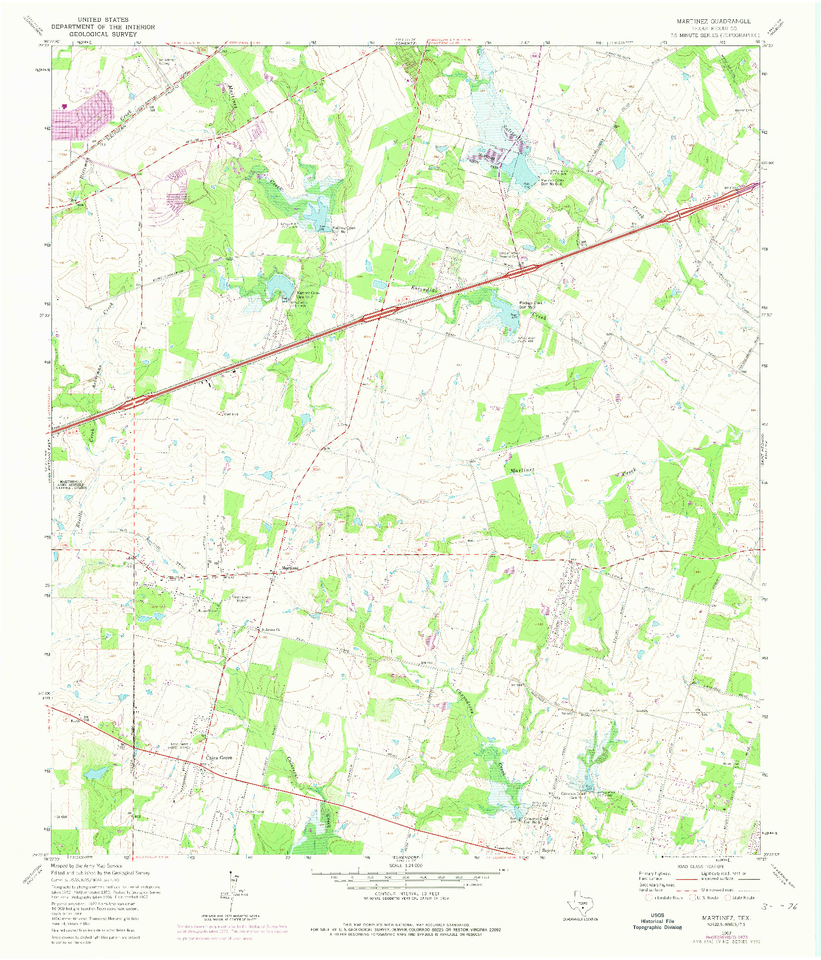 USGS 1:24000-SCALE QUADRANGLE FOR MARTINEZ, TX 1967