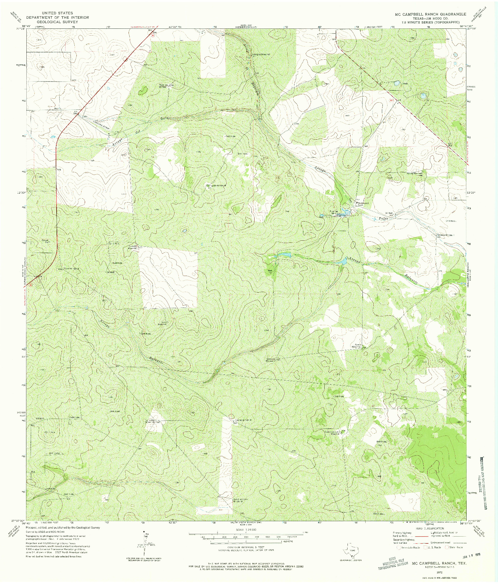 USGS 1:24000-SCALE QUADRANGLE FOR MCCAMPBELL RANCH, TX 1972