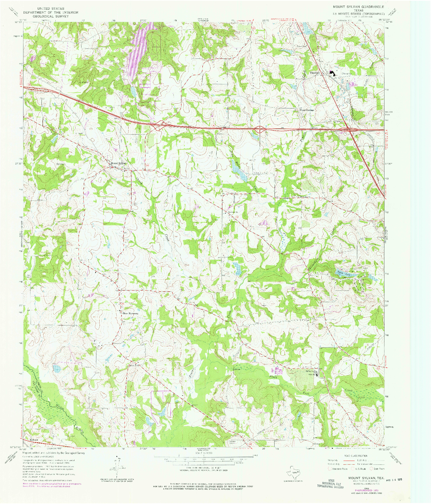 USGS 1:24000-SCALE QUADRANGLE FOR MOUNT SYLVAN, TX 1966