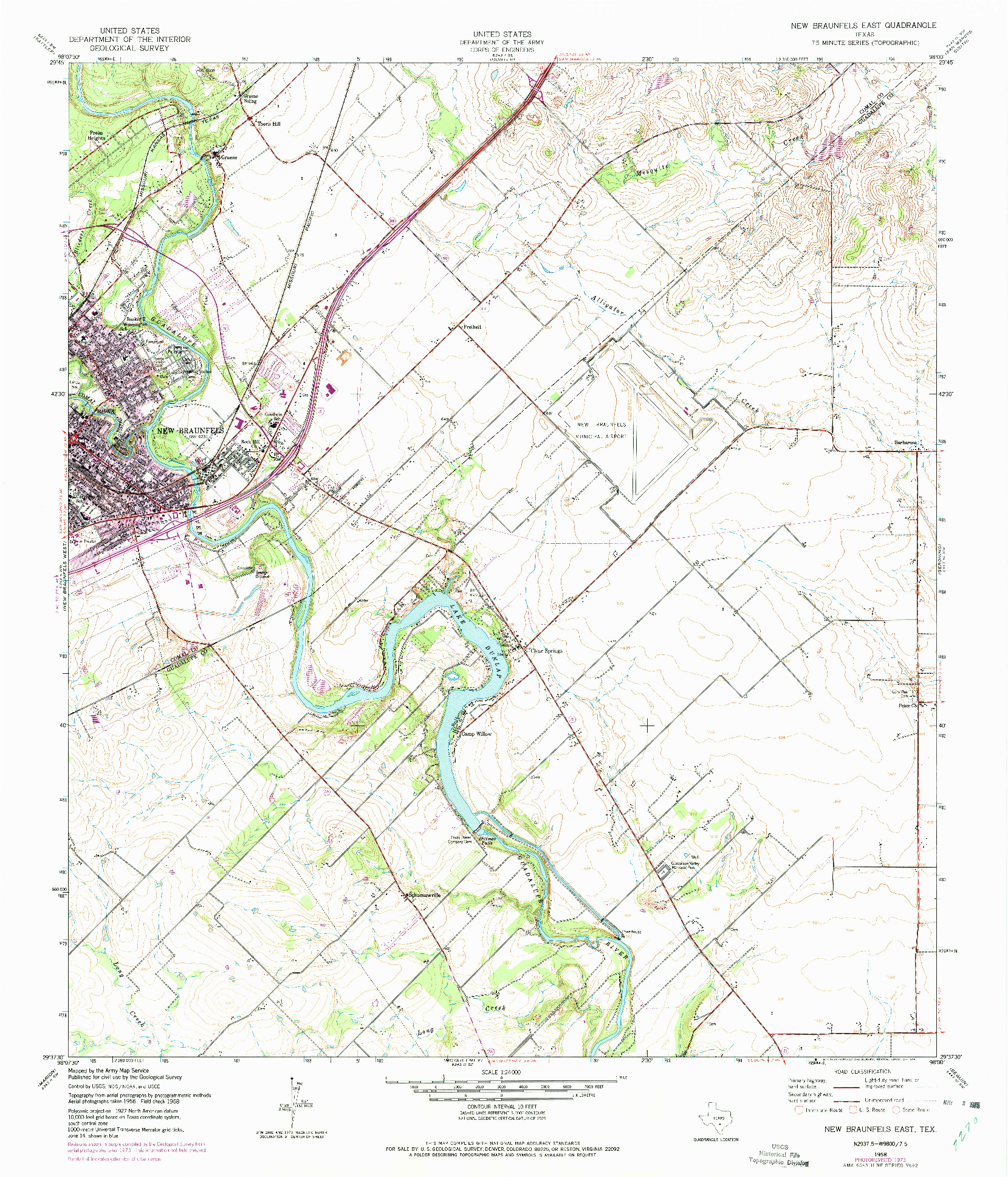 USGS 1:24000-SCALE QUADRANGLE FOR NEW BRAUNFELS EAST, TX 1958