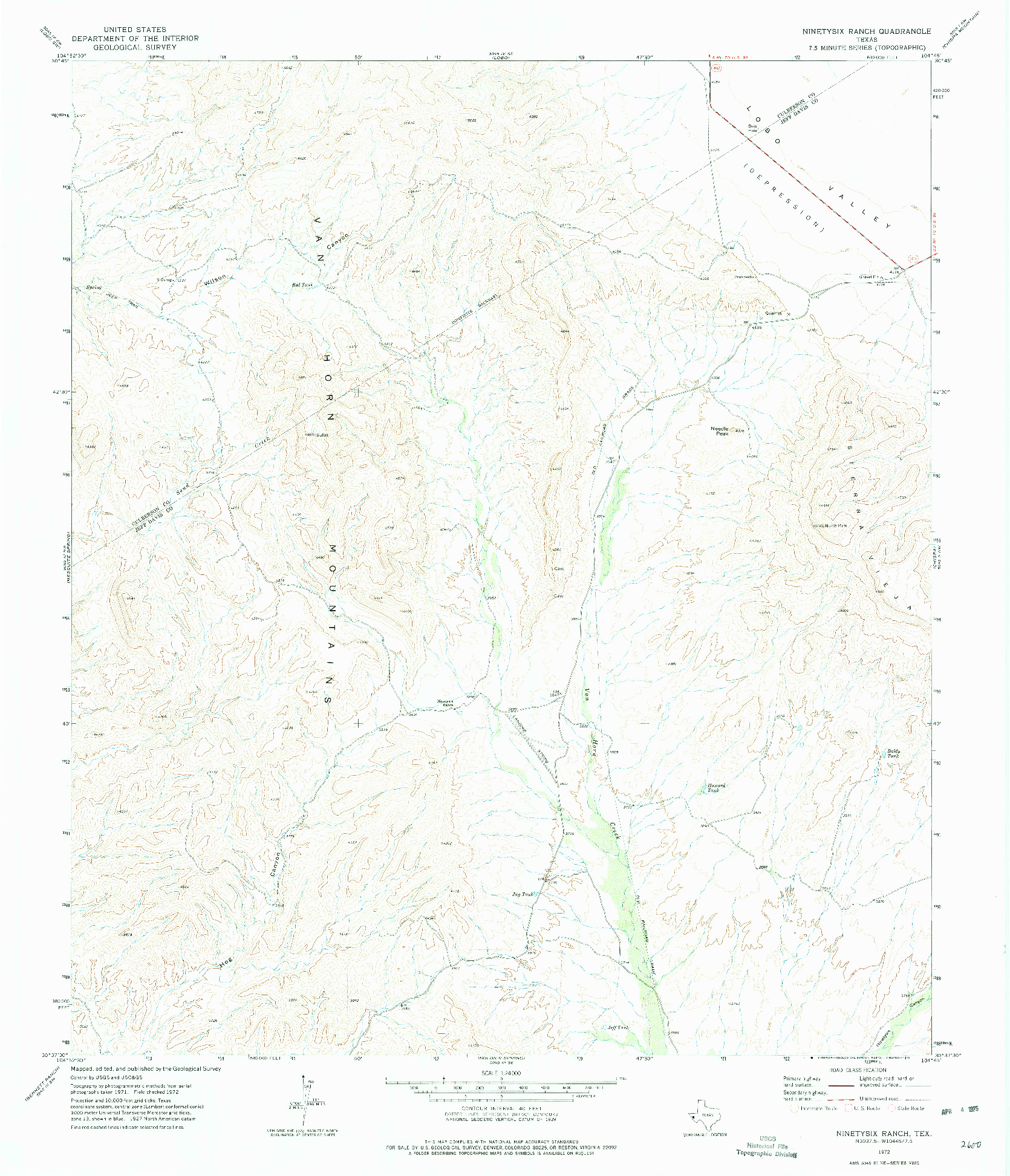 USGS 1:24000-SCALE QUADRANGLE FOR NINETYSIX RANCH, TX 1972
