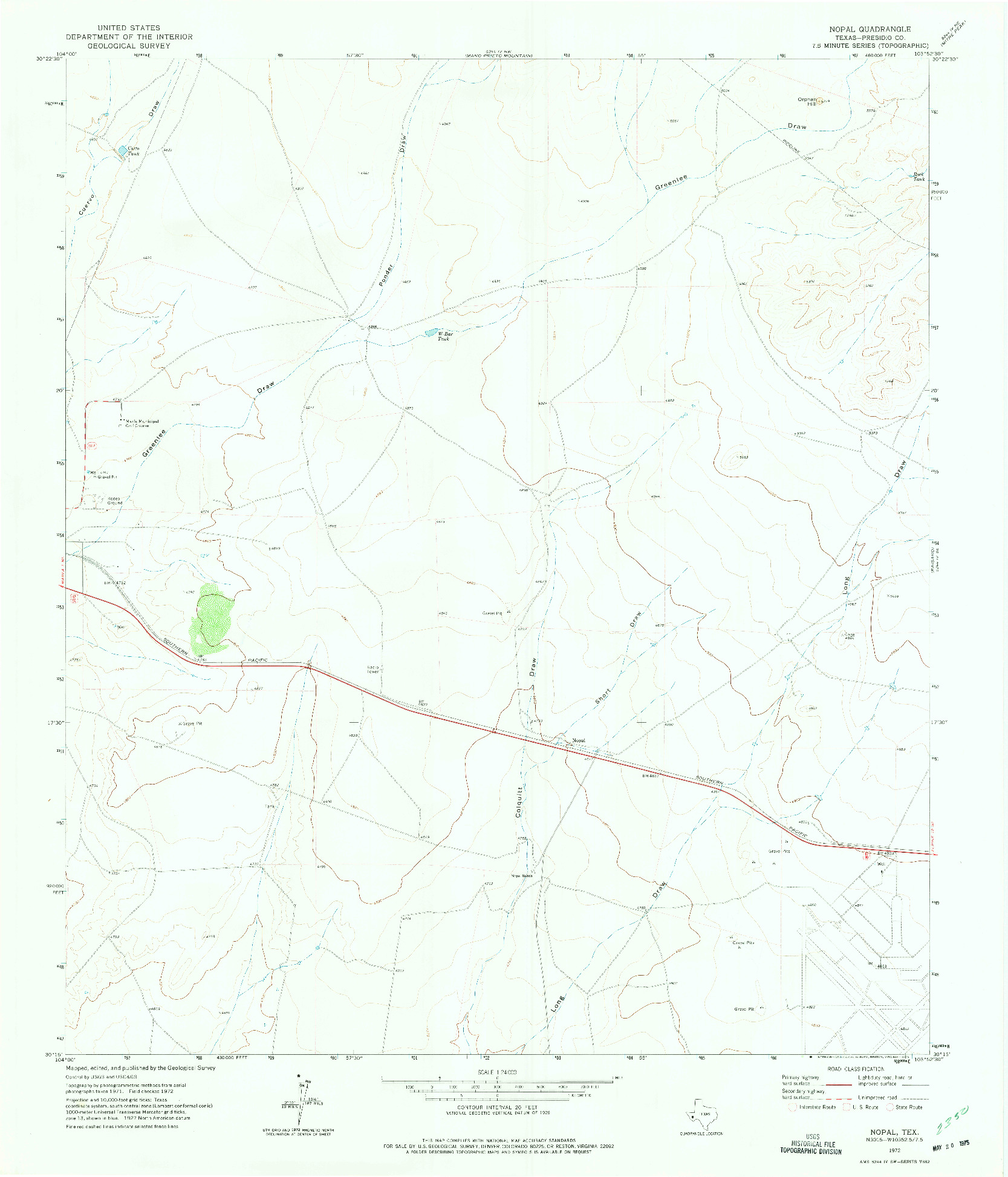 USGS 1:24000-SCALE QUADRANGLE FOR NOPAL, TX 1972