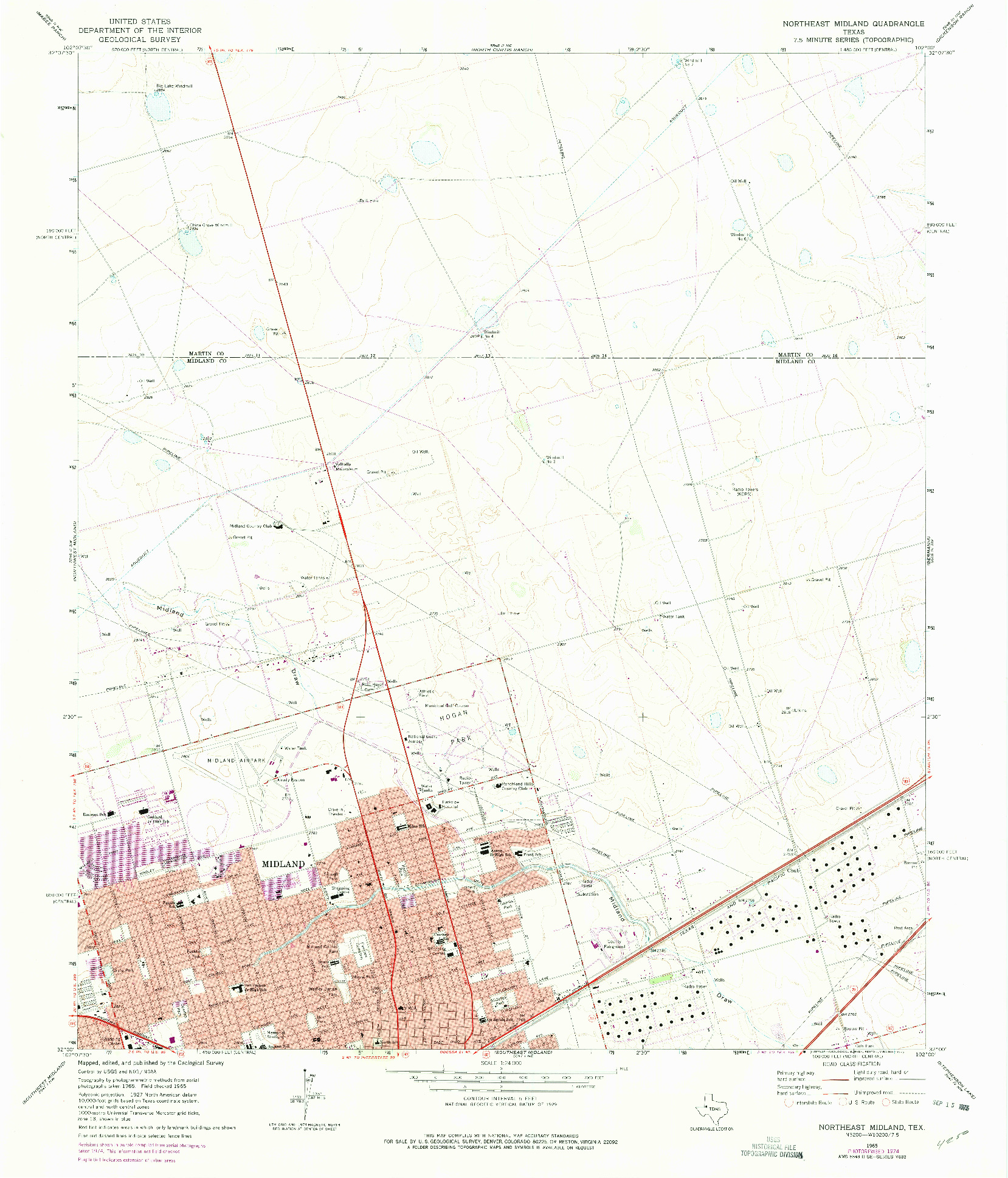 USGS 1:24000-SCALE QUADRANGLE FOR NORTHEAST MIDLAND, TX 1965