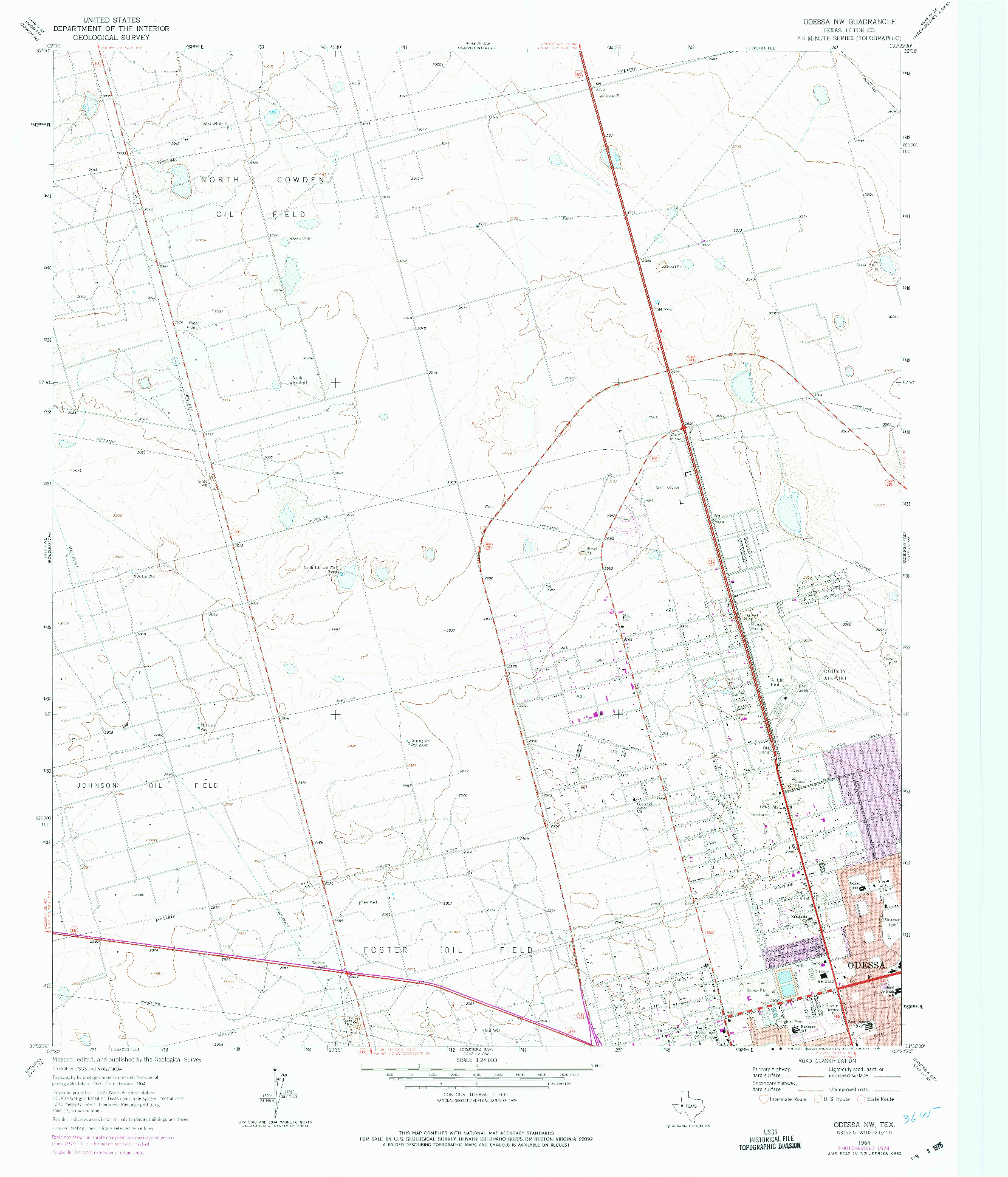 USGS 1:24000-SCALE QUADRANGLE FOR ODESSA NW, TX 1964