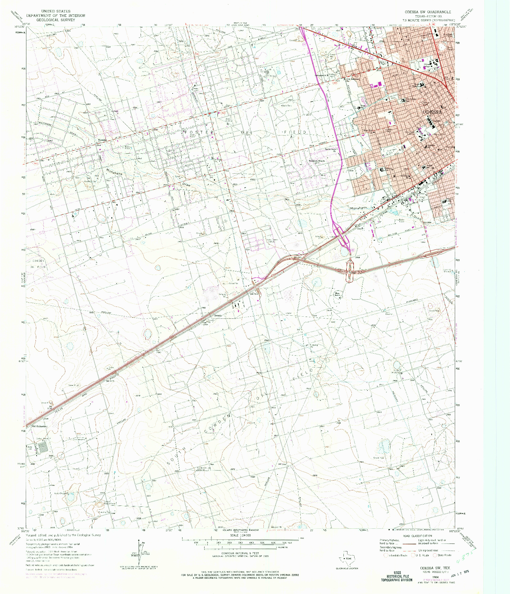USGS 1:24000-SCALE QUADRANGLE FOR ODESSA SW, TX 1964