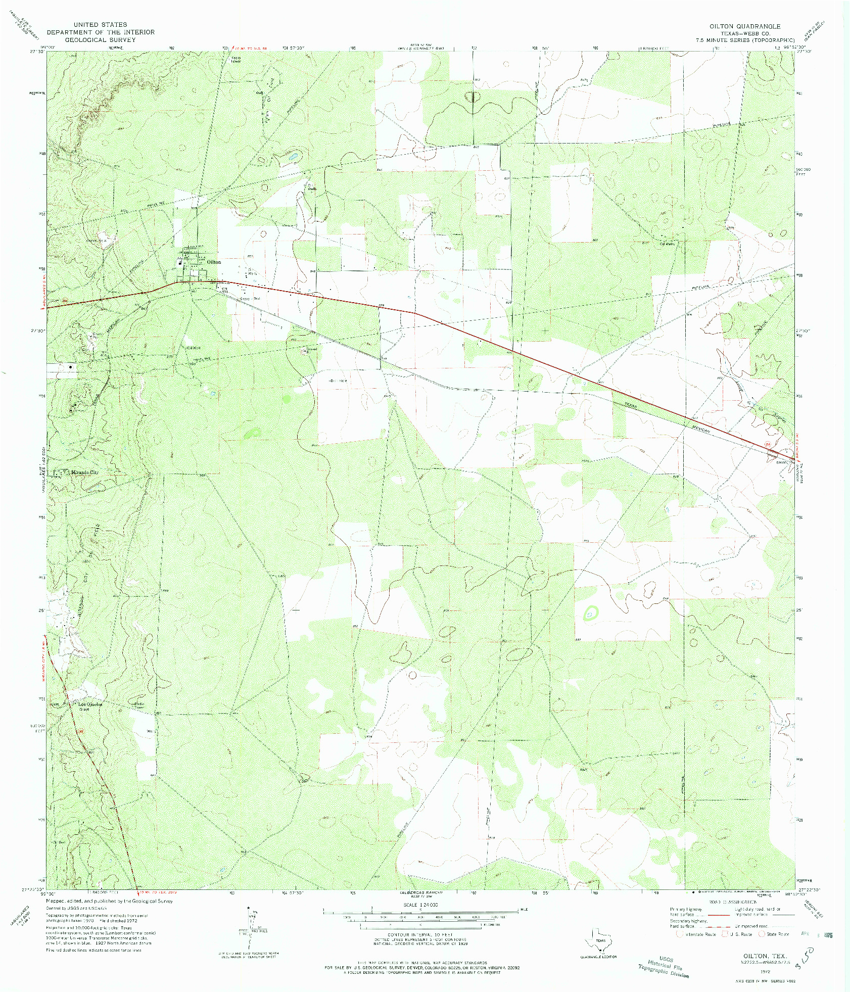 USGS 1:24000-SCALE QUADRANGLE FOR OILTON, TX 1972